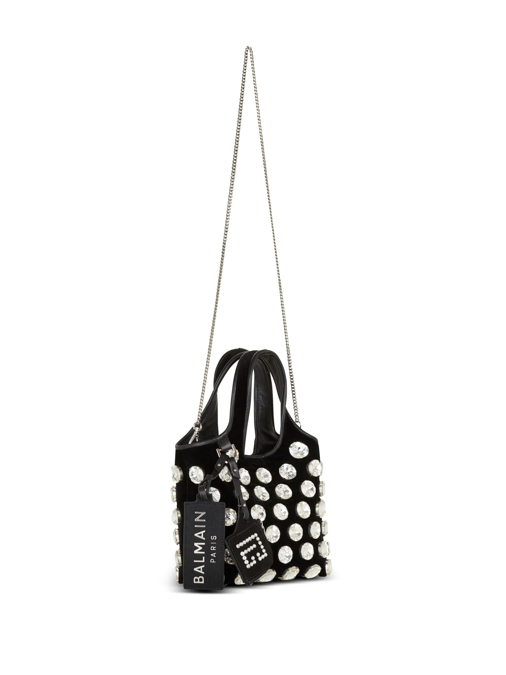 crystal-embellished velvet tote bag