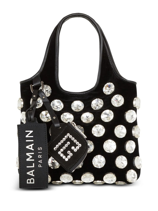 crystal-embellished velvet tote bag