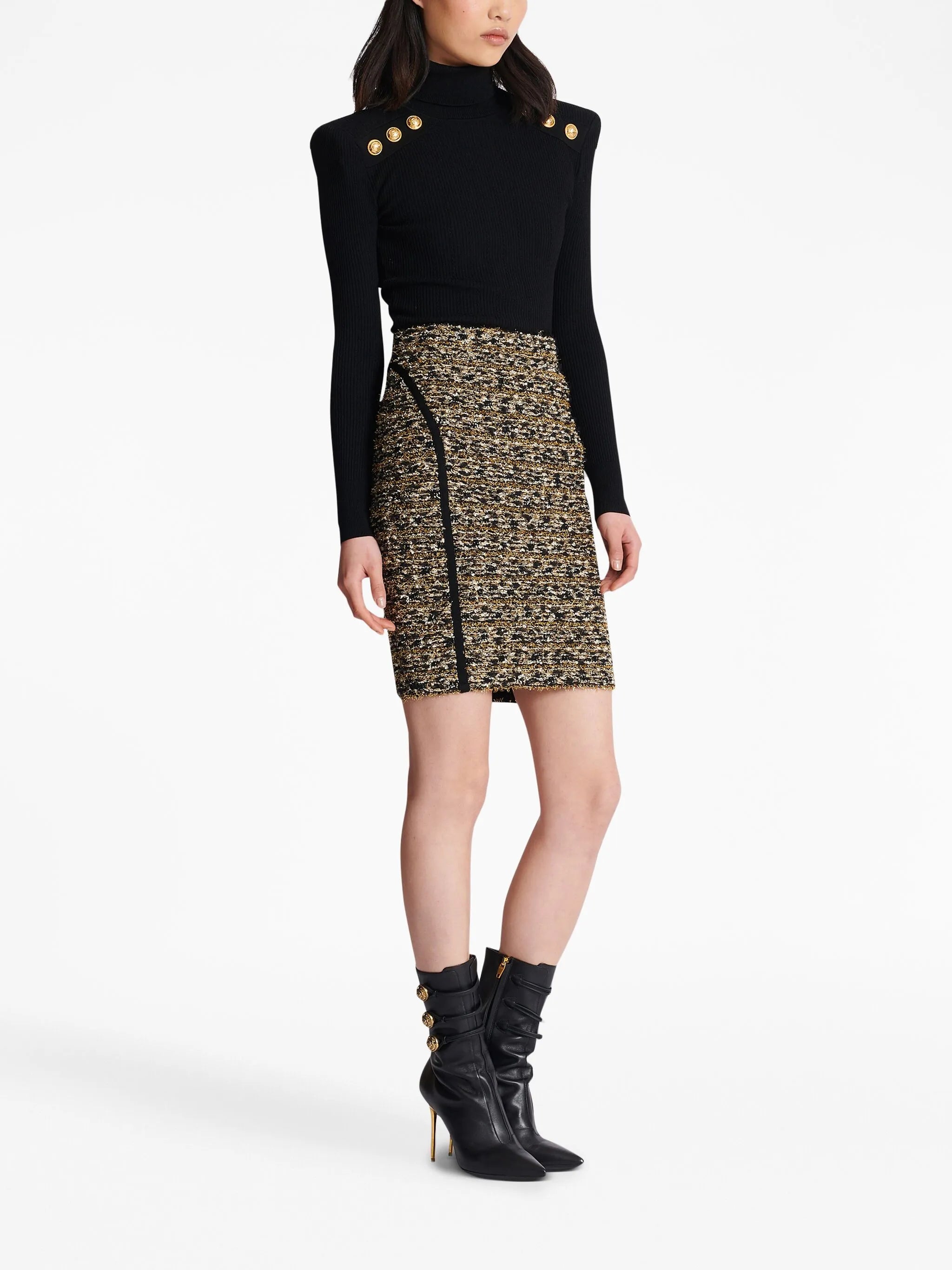 lurex tweed knee-length skirt