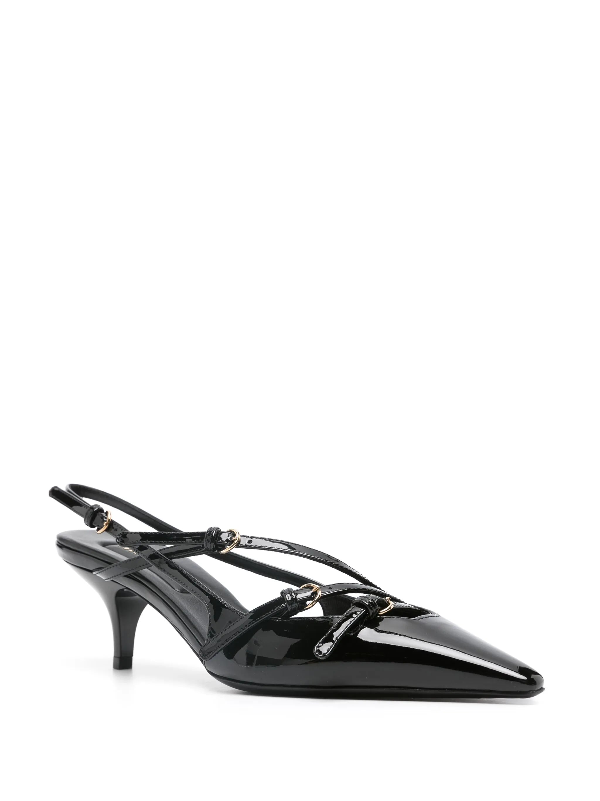 buckle-embellished slingback pumps