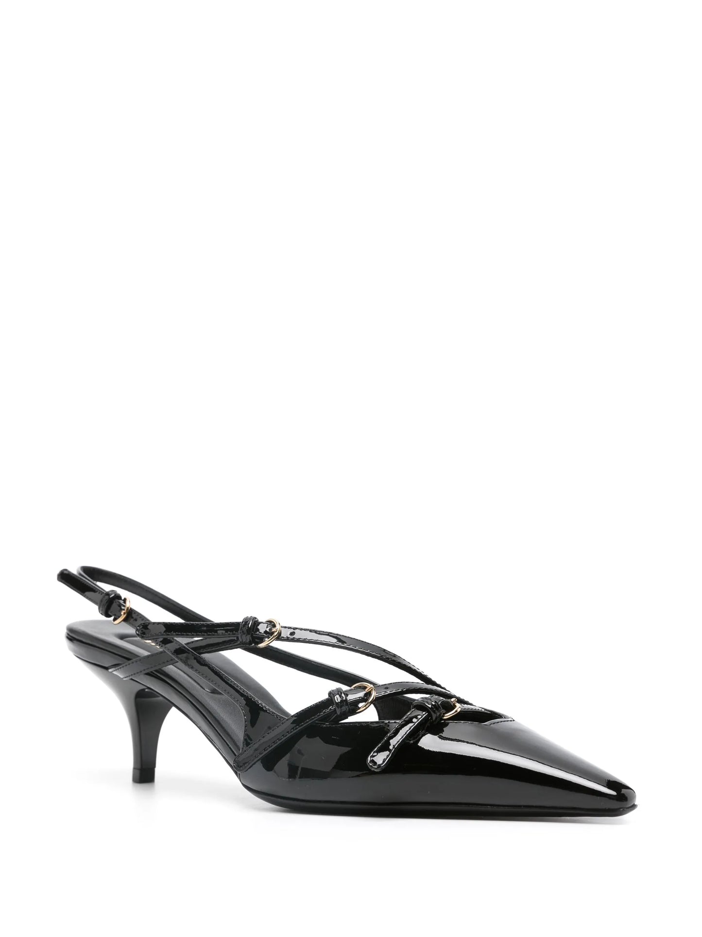 buckle-embellished slingback pumps