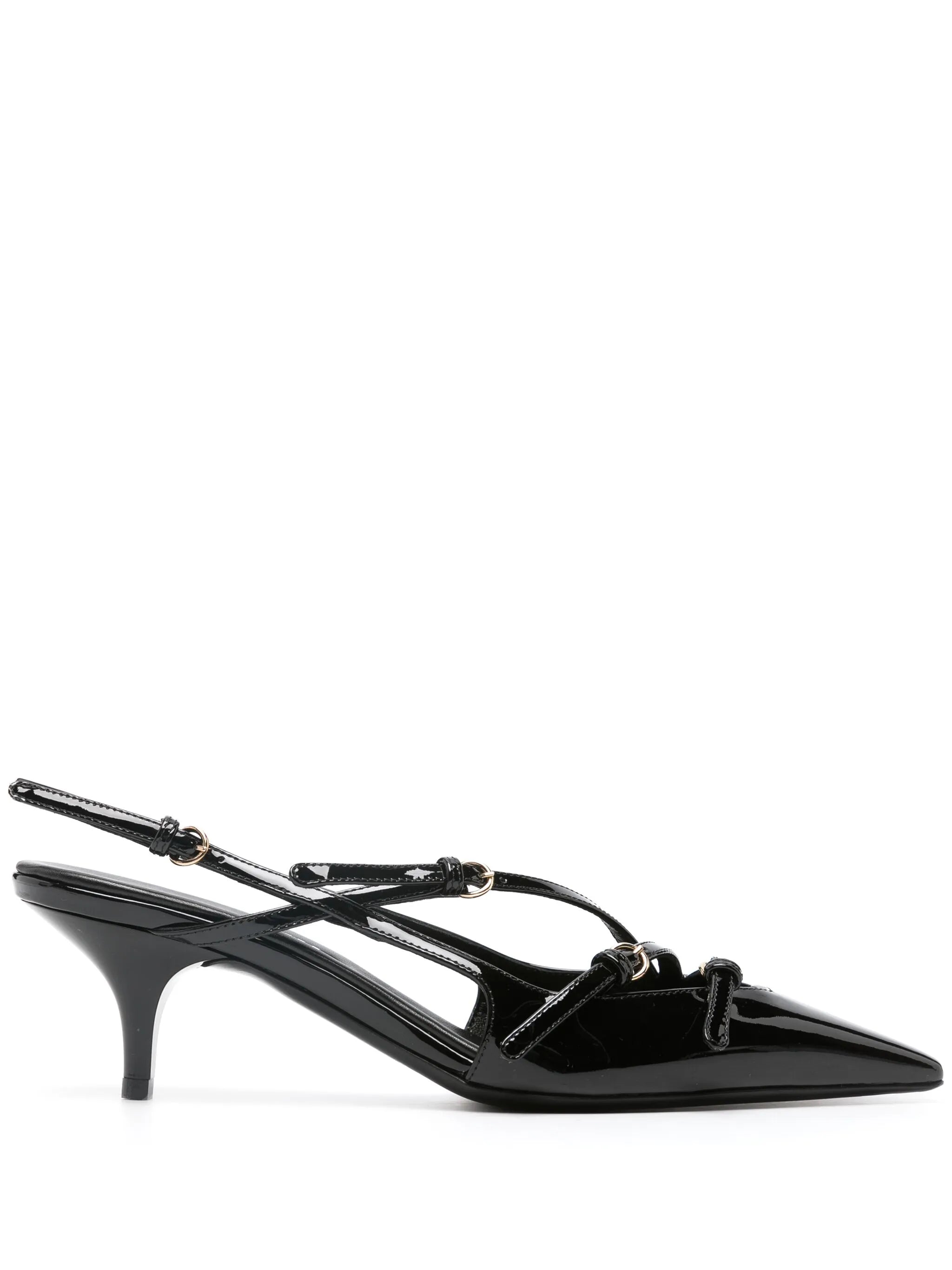 buckle-embellished slingback pumps