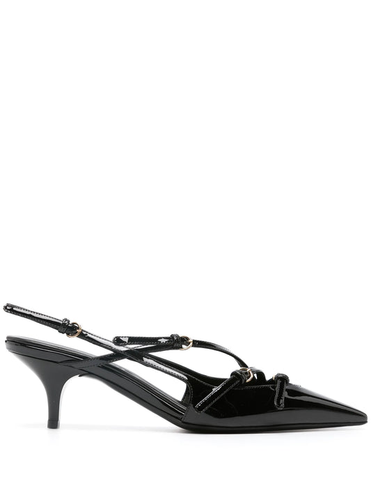 buckle-embellished slingback pumps