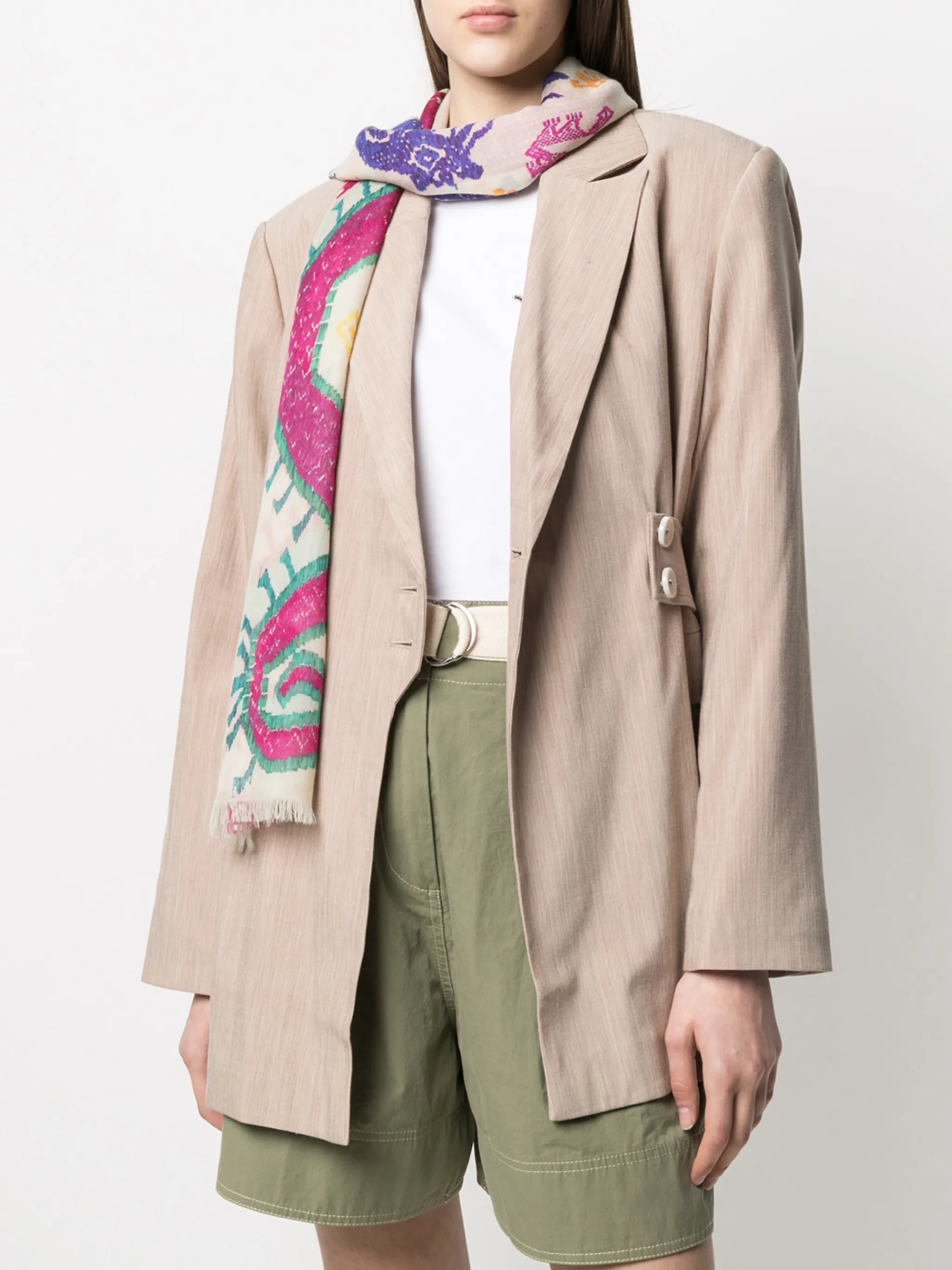 graphic-print cashmere scarf