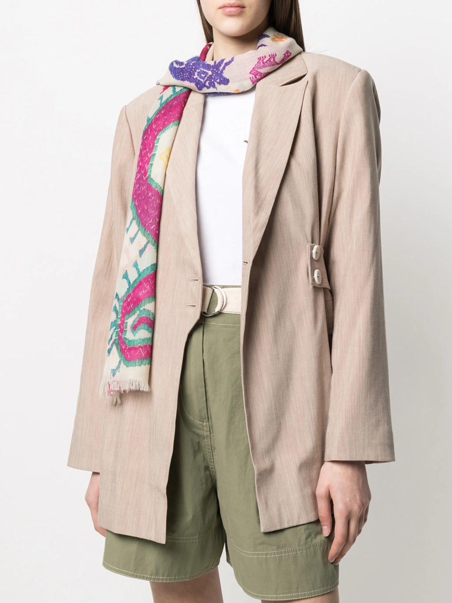 graphic-print cashmere scarf