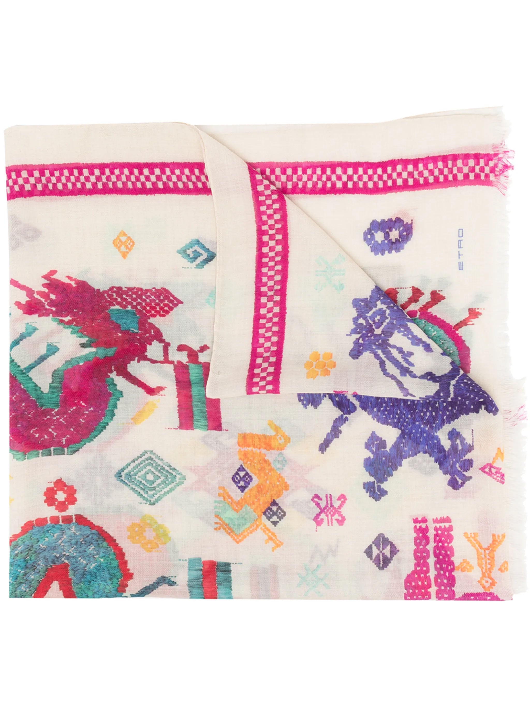 graphic-print cashmere scarf