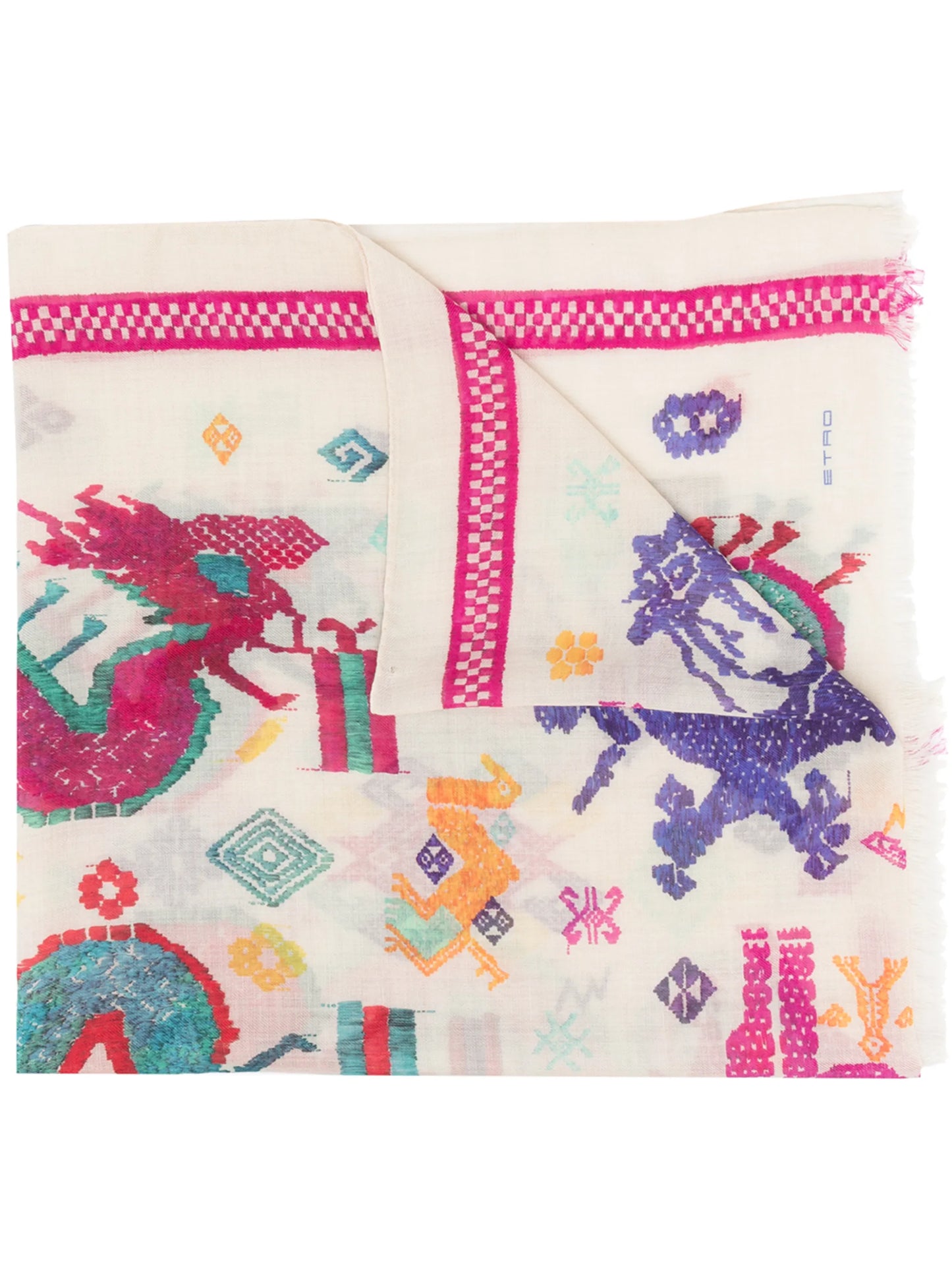 graphic-print cashmere scarf