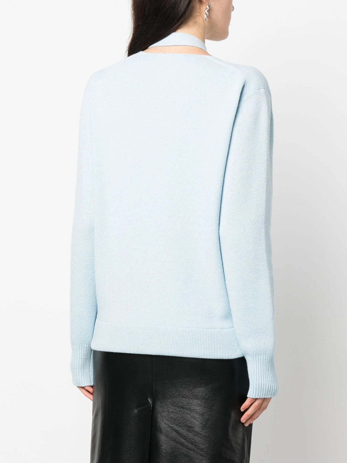 cut-out detail wool cardigan