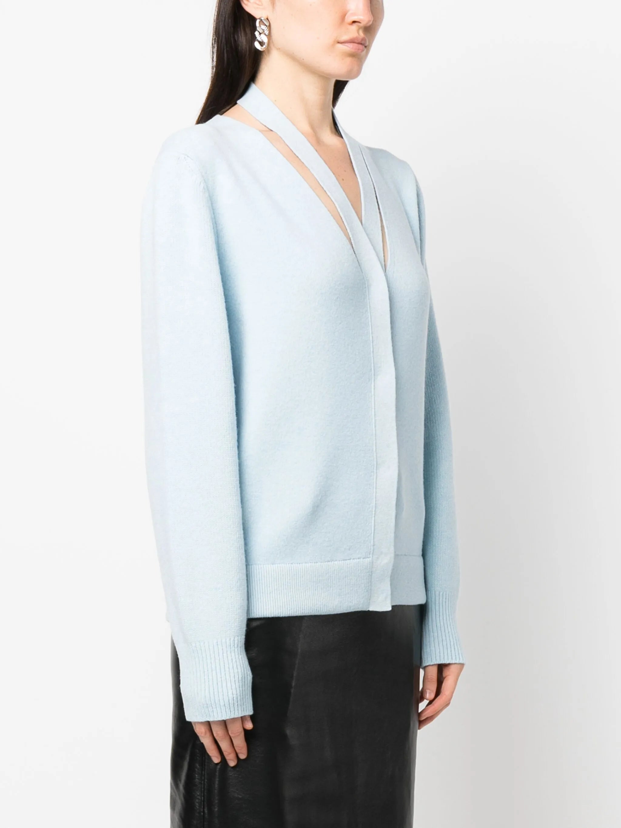 cut-out detail wool cardigan
