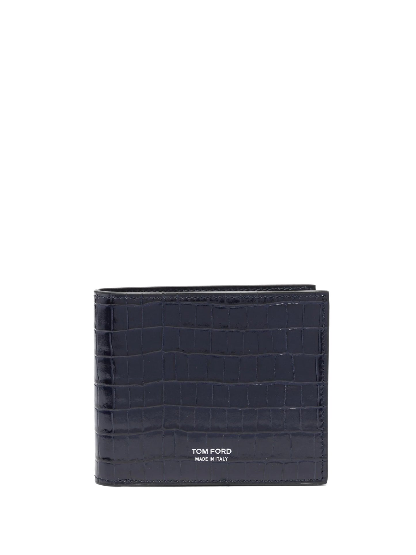 crocodile-embossed patent leather wallet