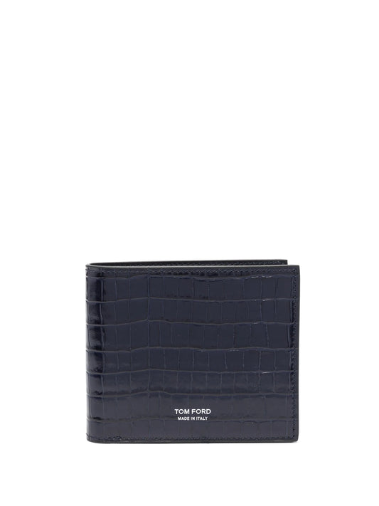 crocodile-embossed patent leather wallet