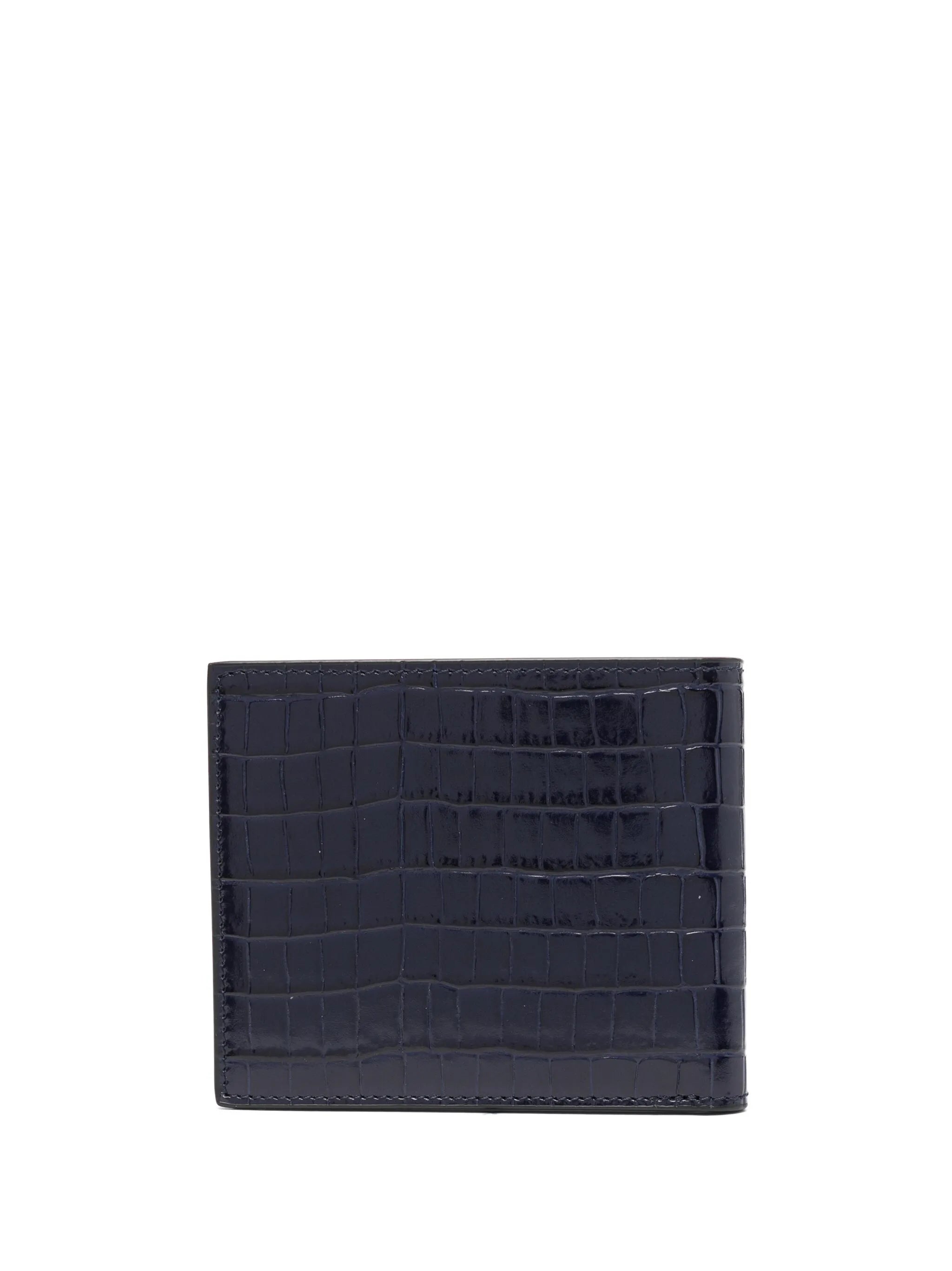 crocodile-embossed patent leather wallet