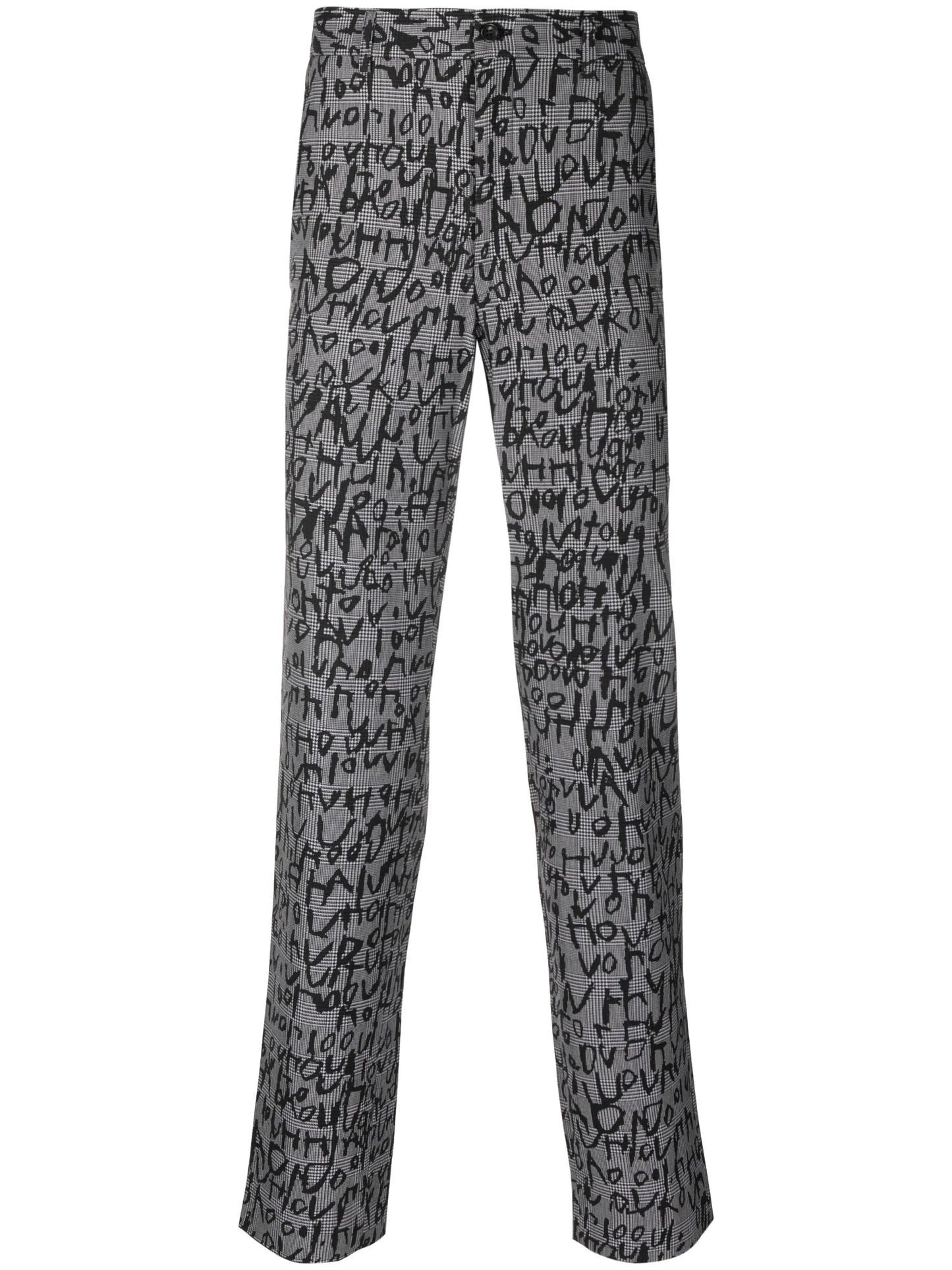 plaid-check jacquard straight-leg trousers