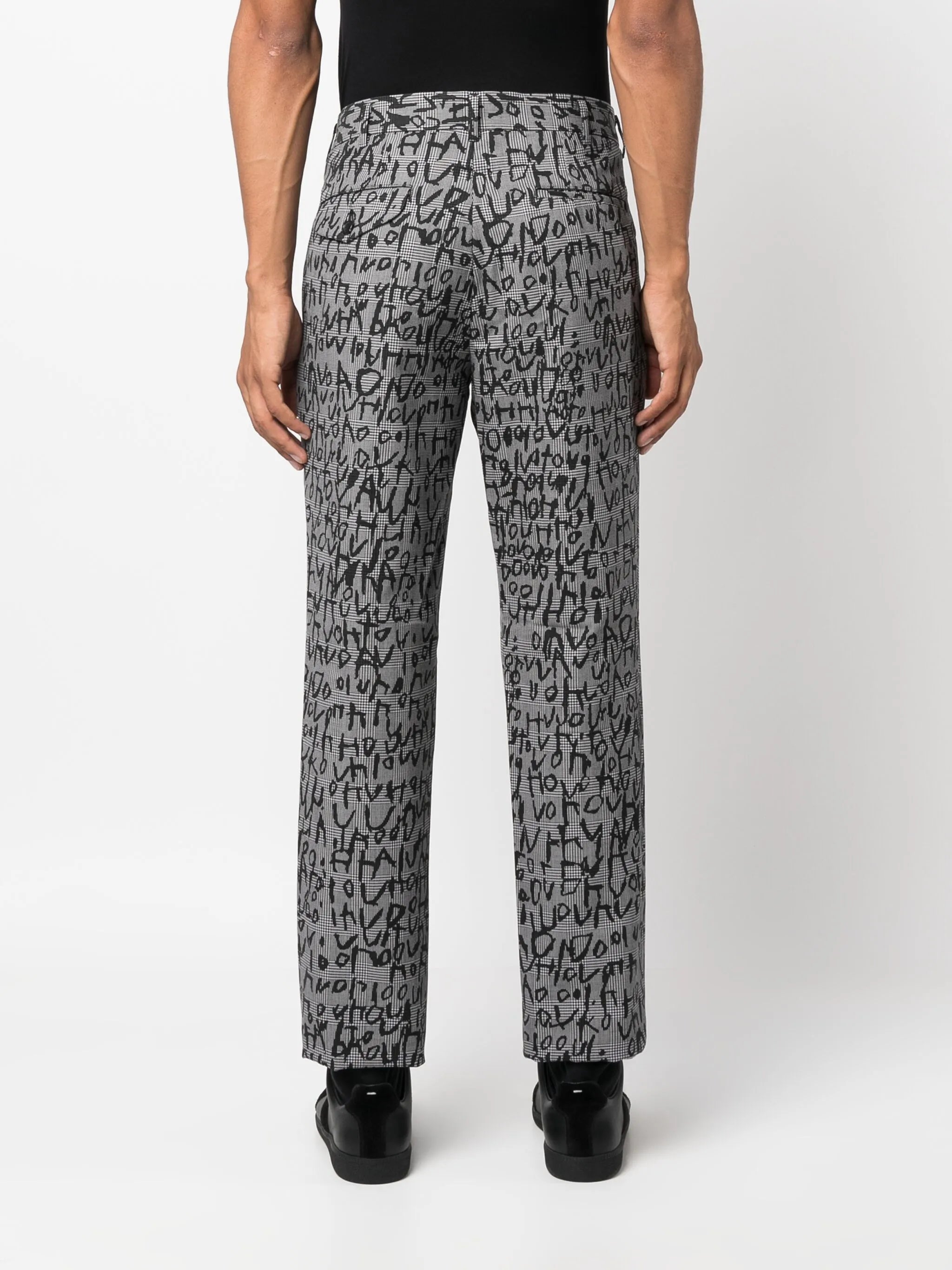 plaid-check jacquard straight-leg trousers