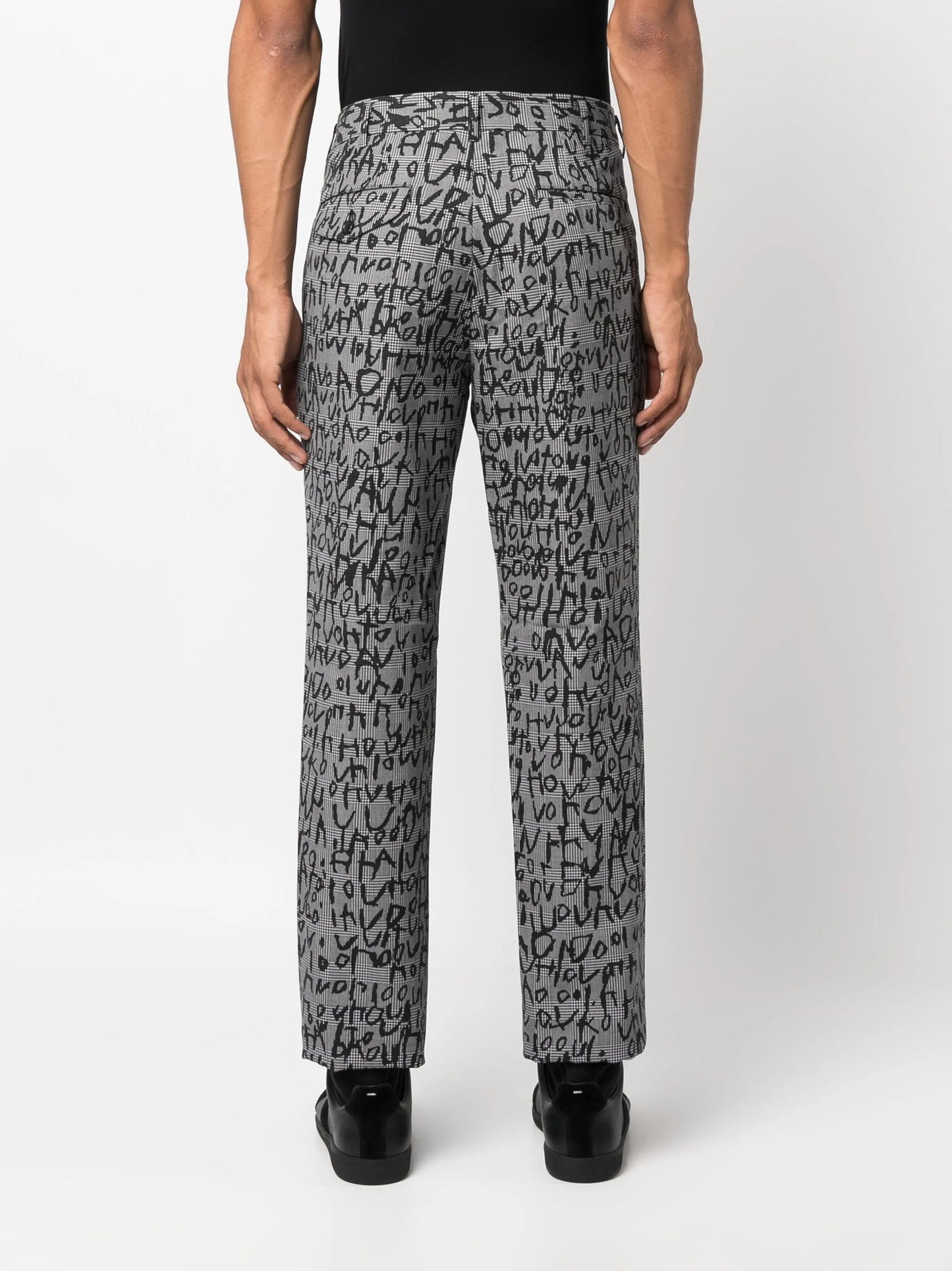 plaid-check jacquard straight-leg trousers