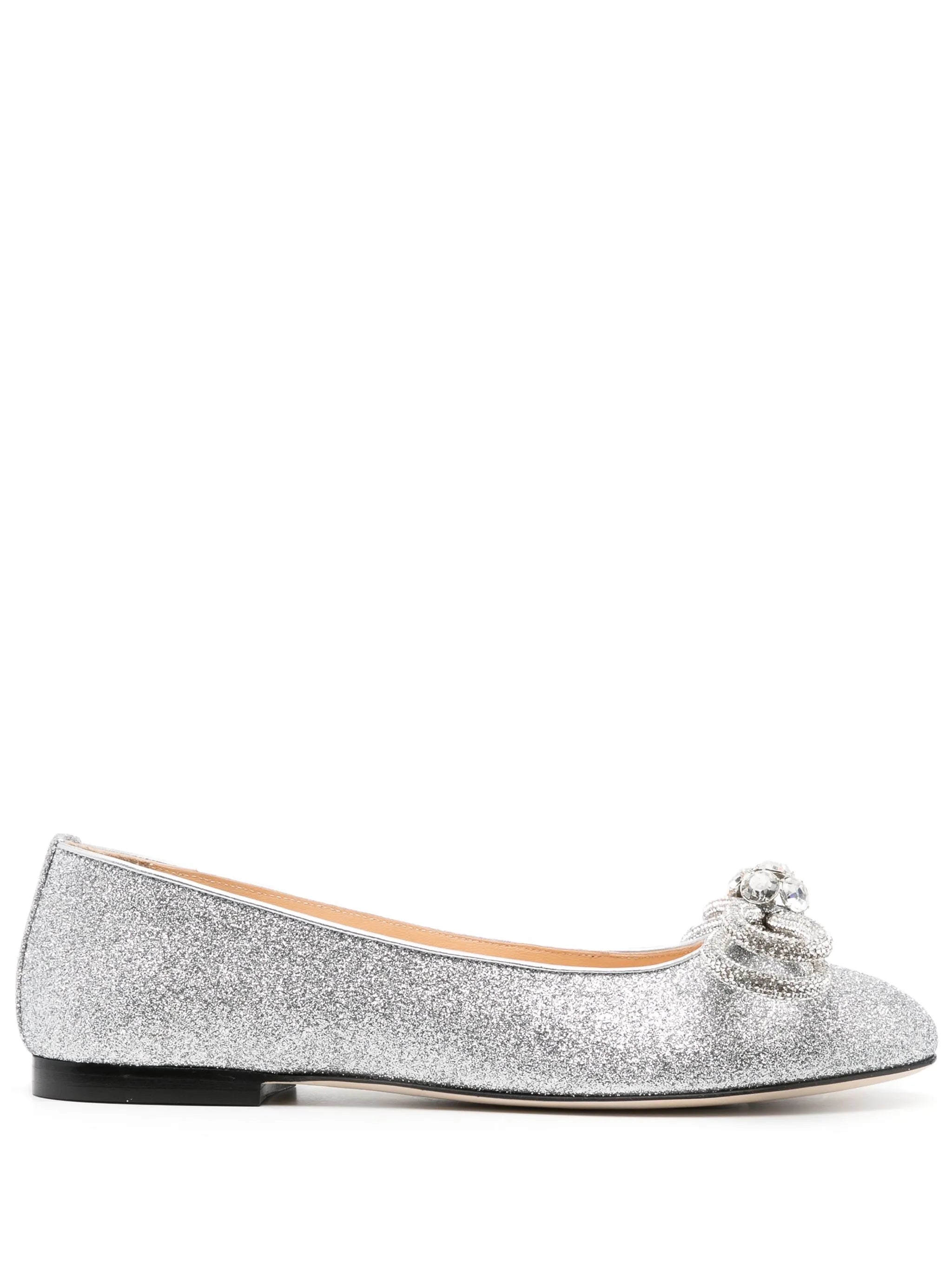 crystal-embellished bow ballerina shoes