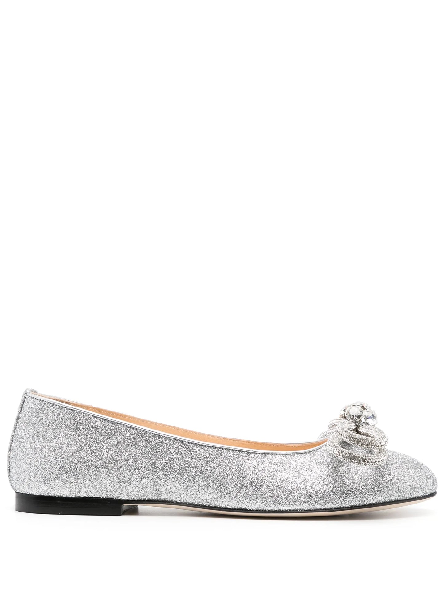 crystal-embellished bow ballerina shoes