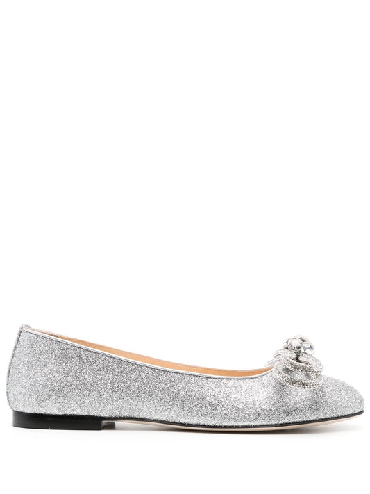 crystal-embellished bow ballerina shoes