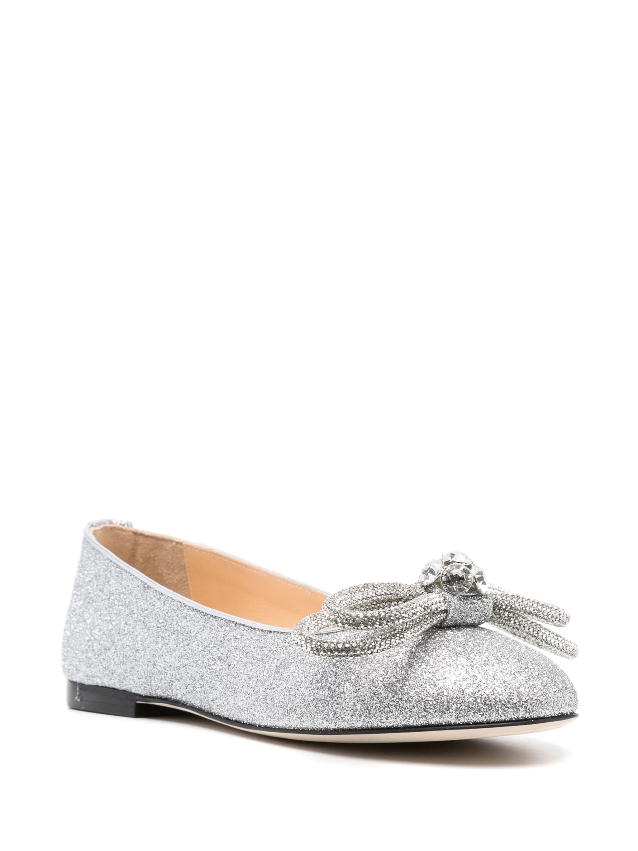 crystal-embellished bow ballerina shoes