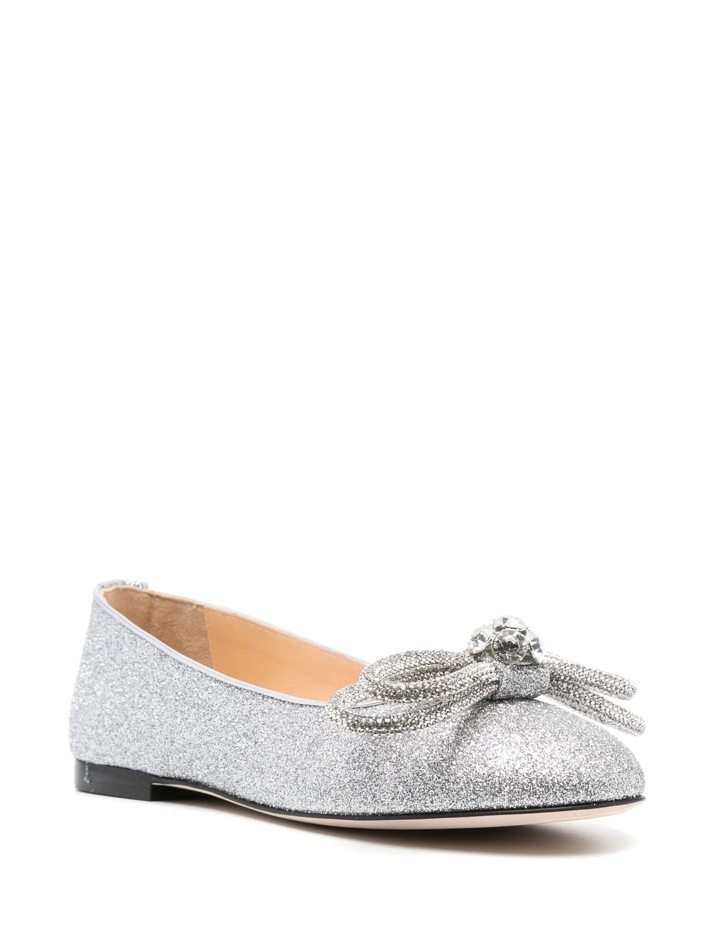 crystal-embellished bow ballerina shoes