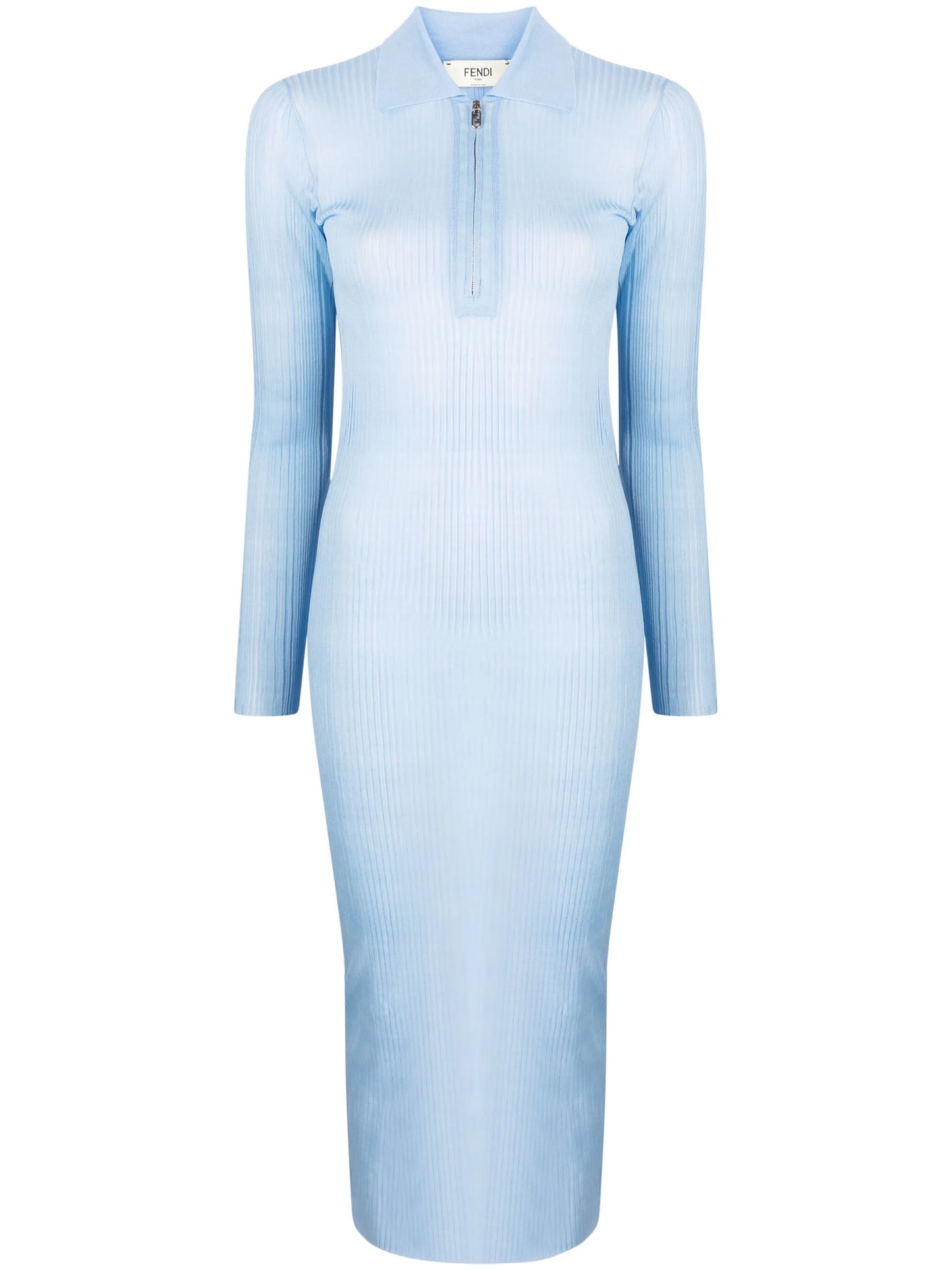 long-sleeve ribbed midi dress