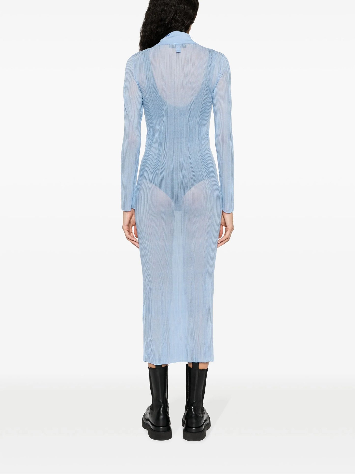 long-sleeve ribbed midi dress