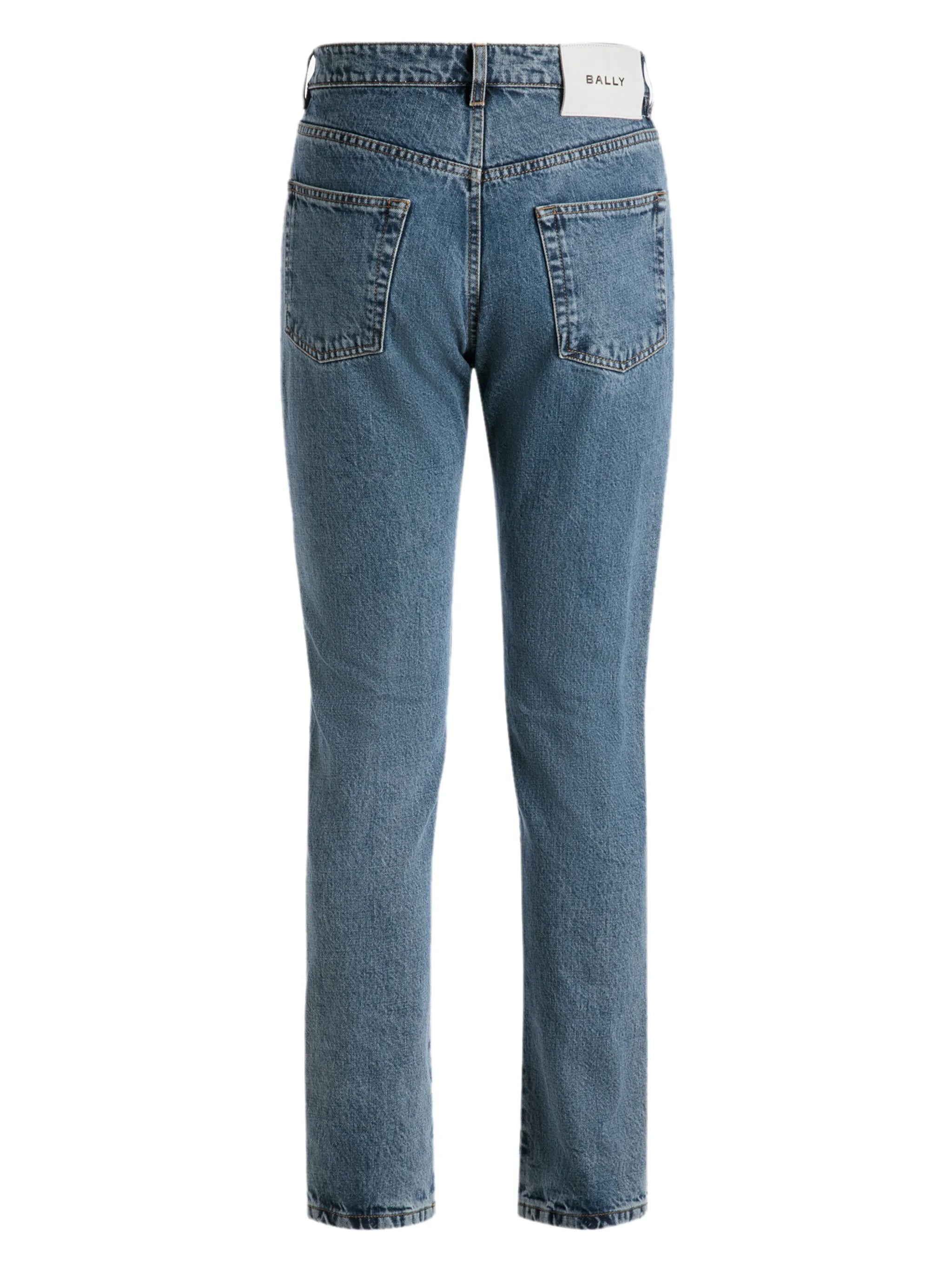 slim-cut cotton tapared jeans