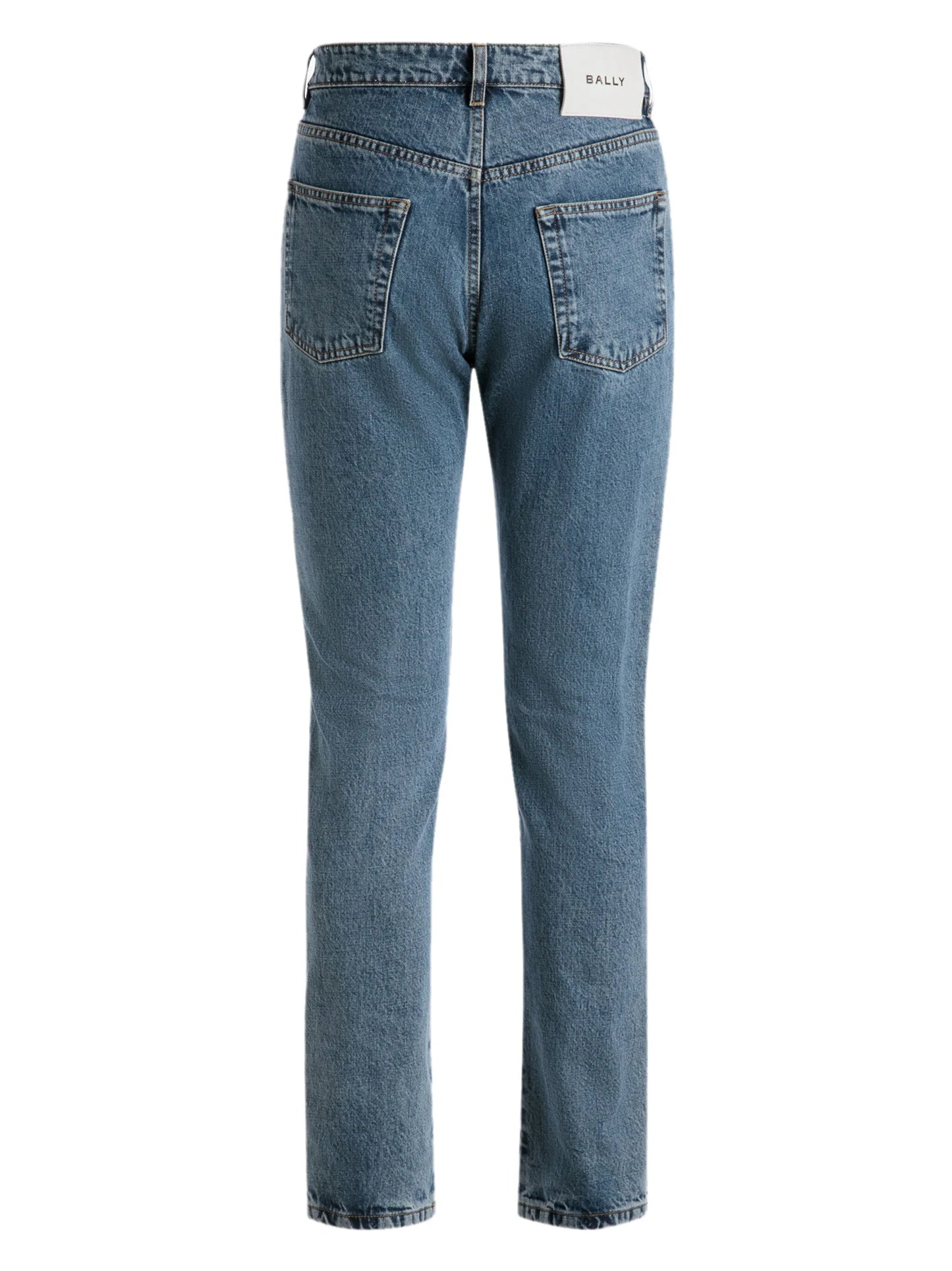 slim-cut cotton tapared jeans