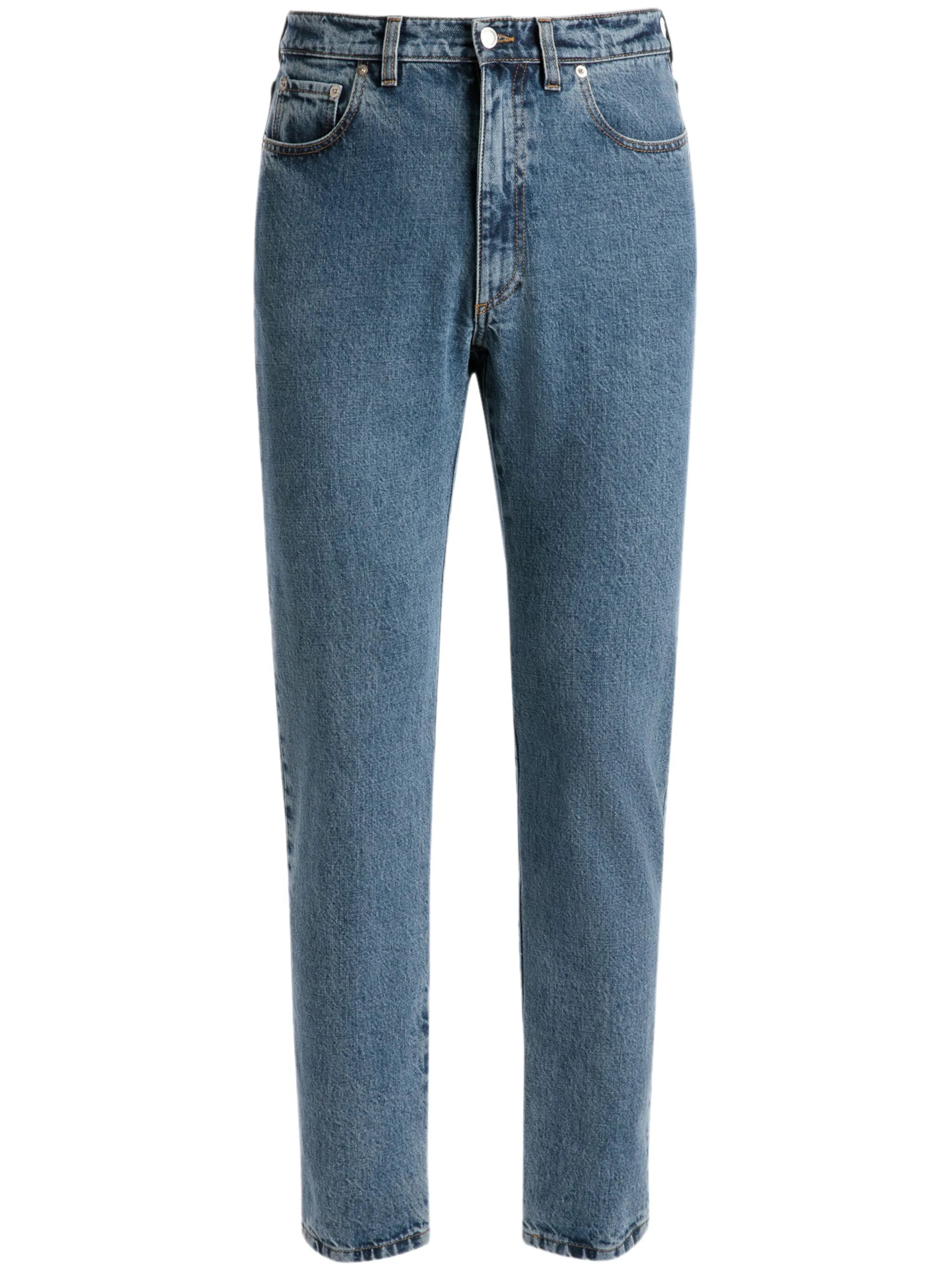 slim-cut cotton tapared jeans