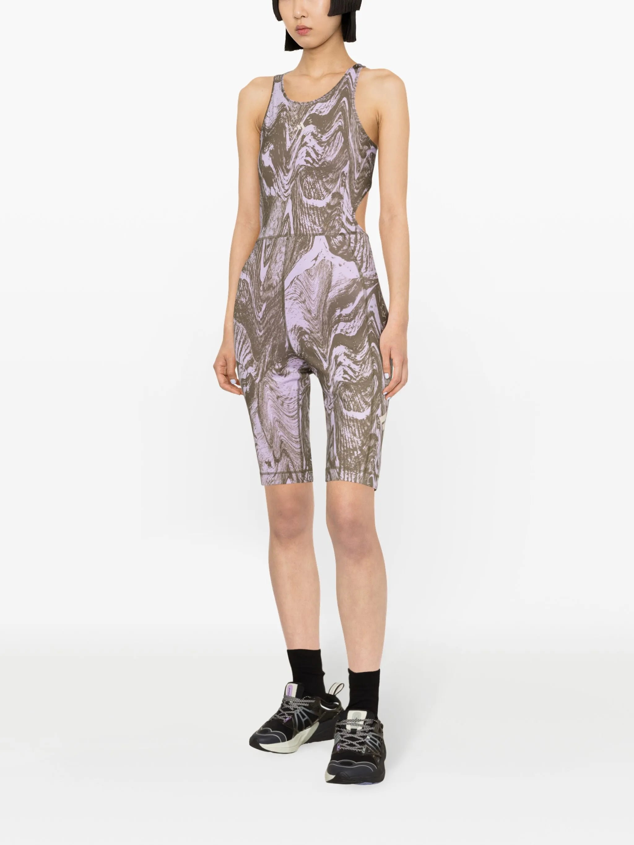 abstract-print racerback jumpsuit