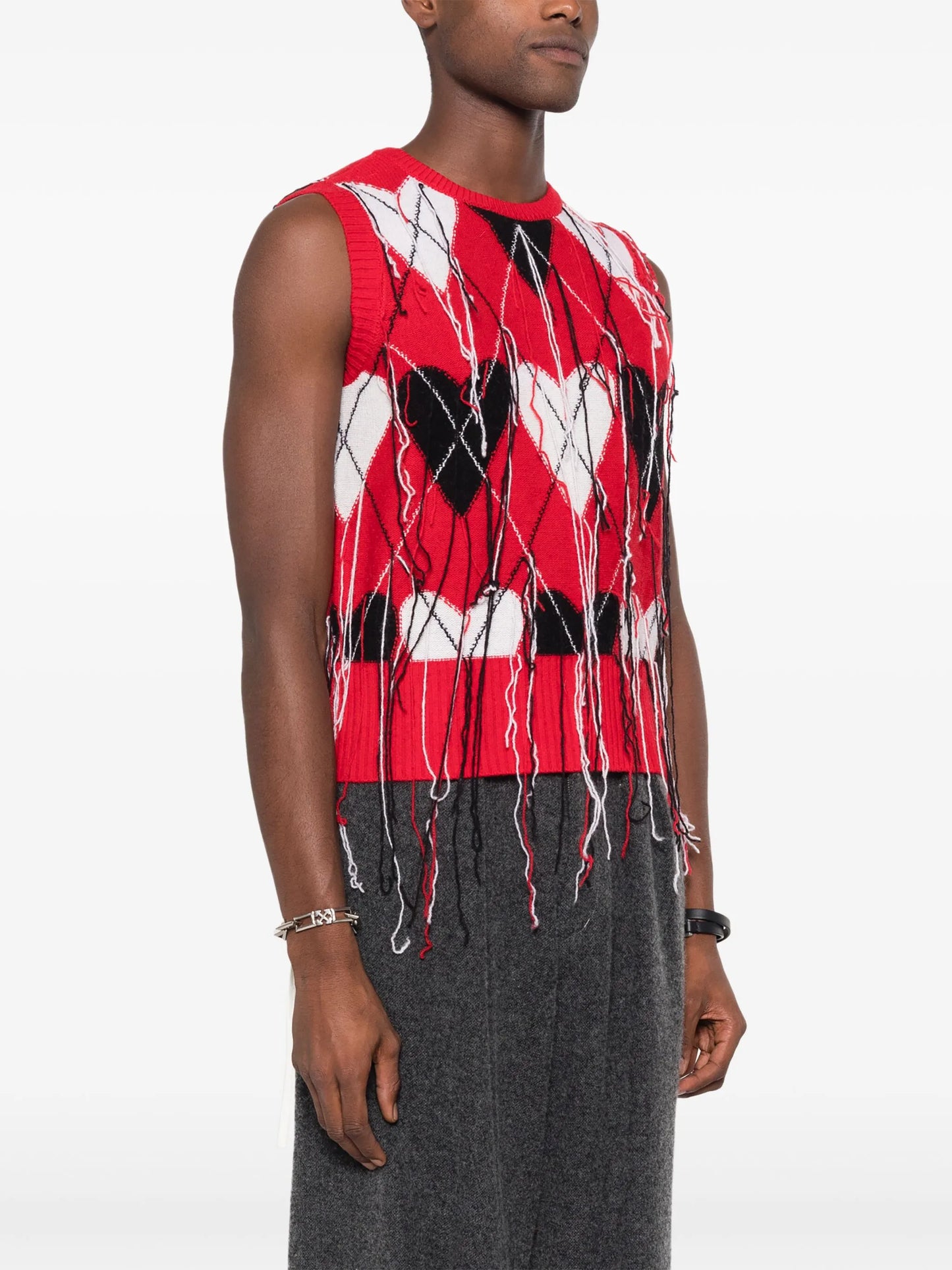 fringed knitted vest