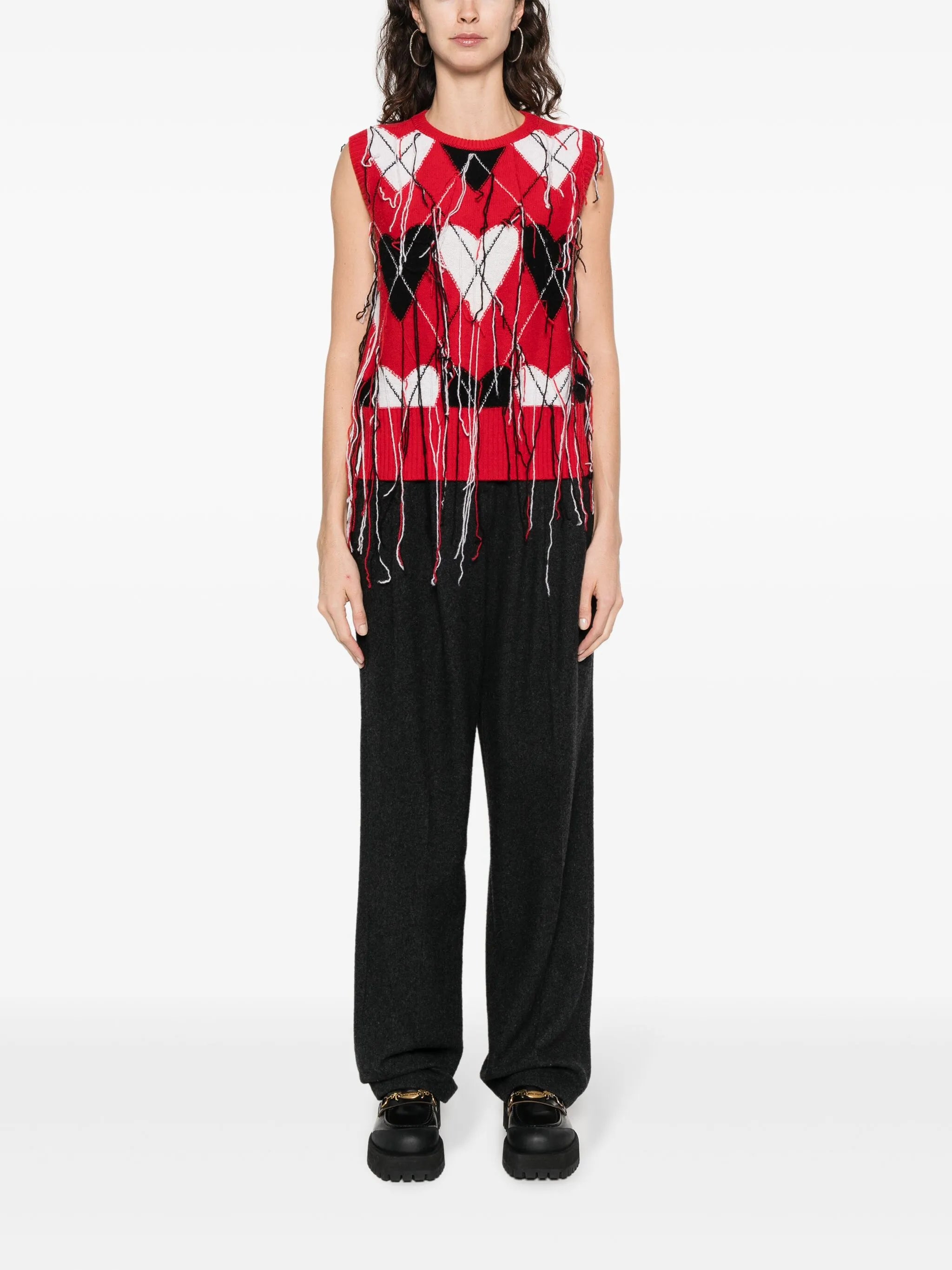 fringed knitted vest