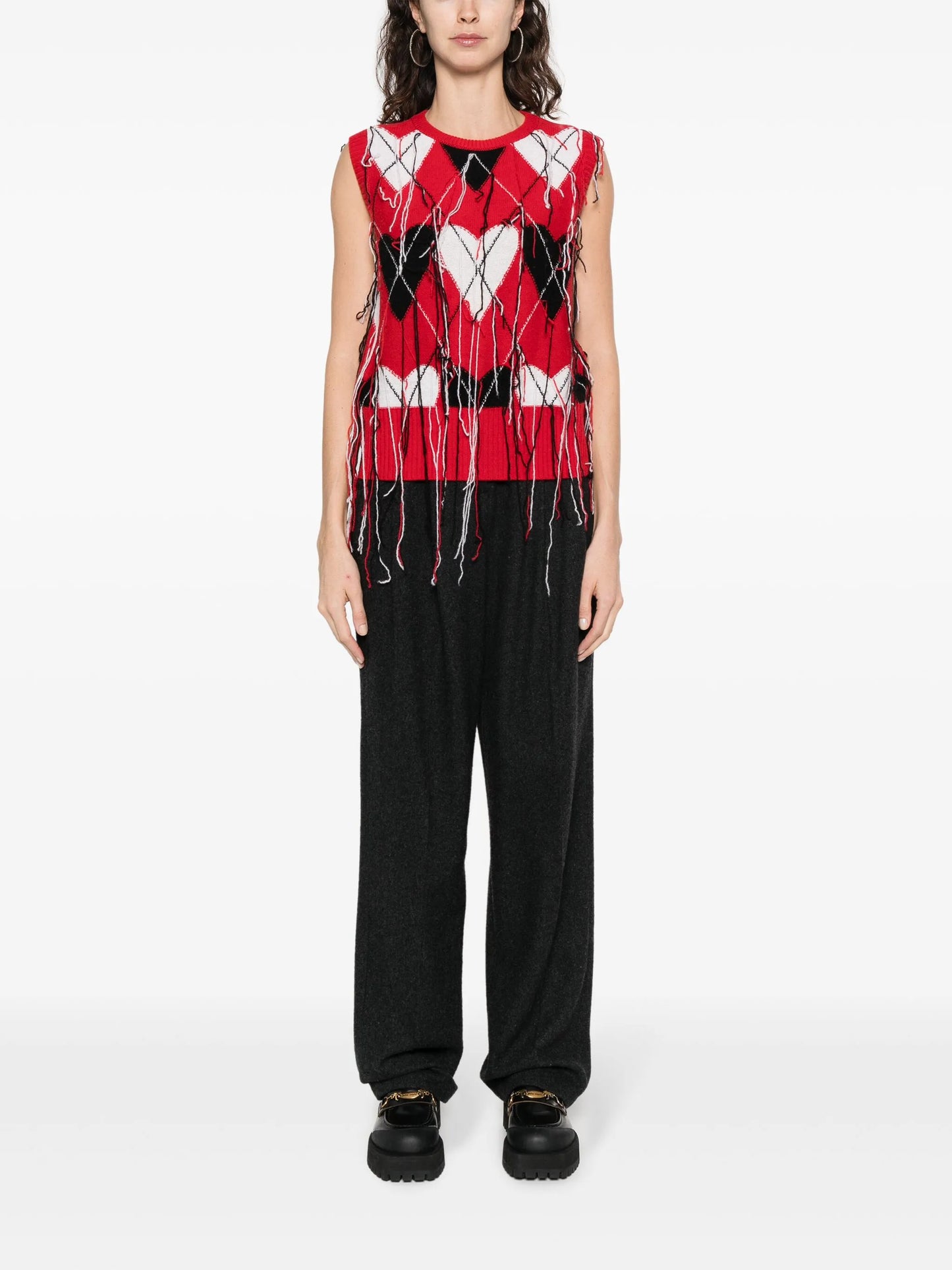 fringed knitted vest