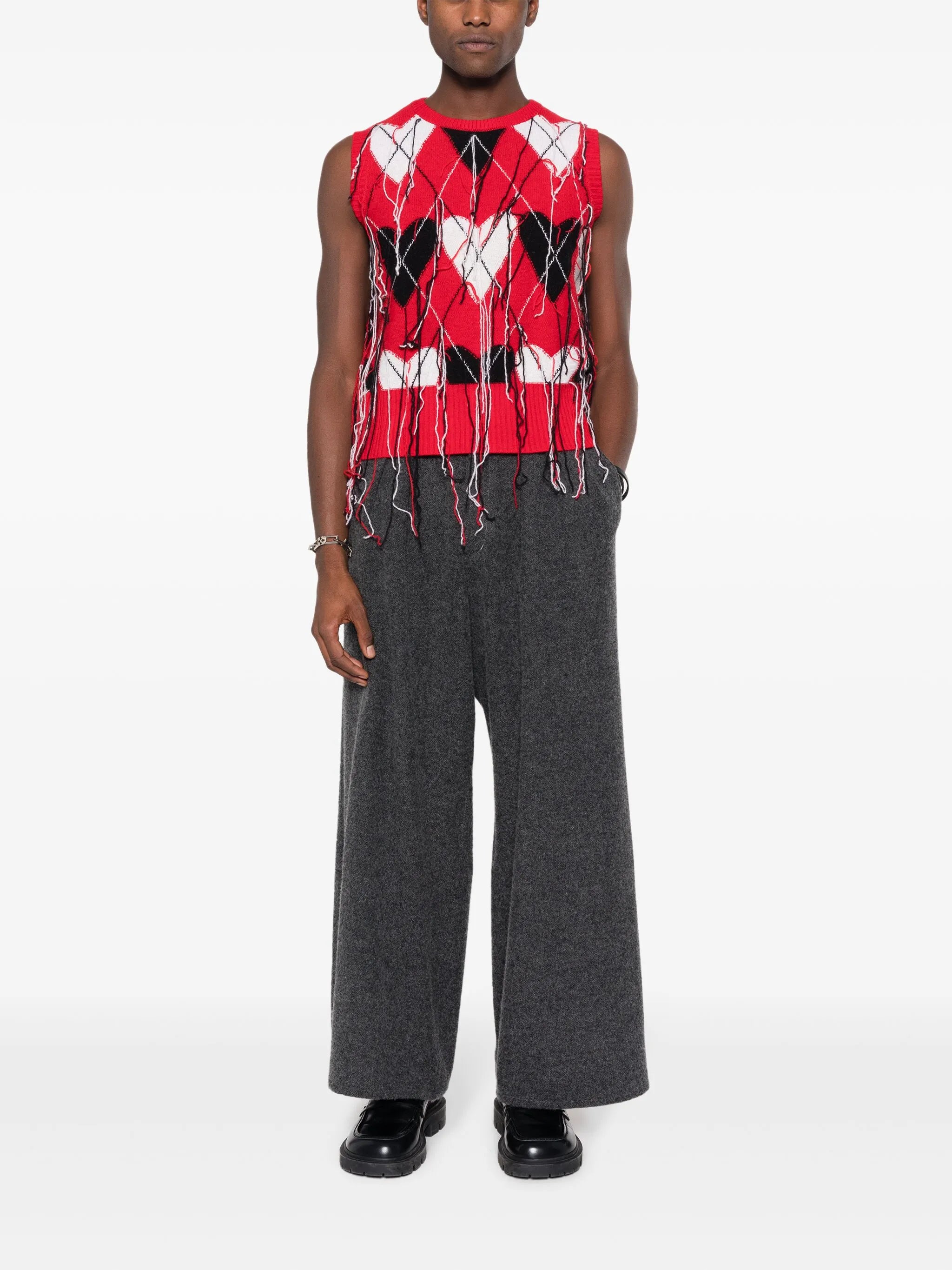 fringed knitted vest
