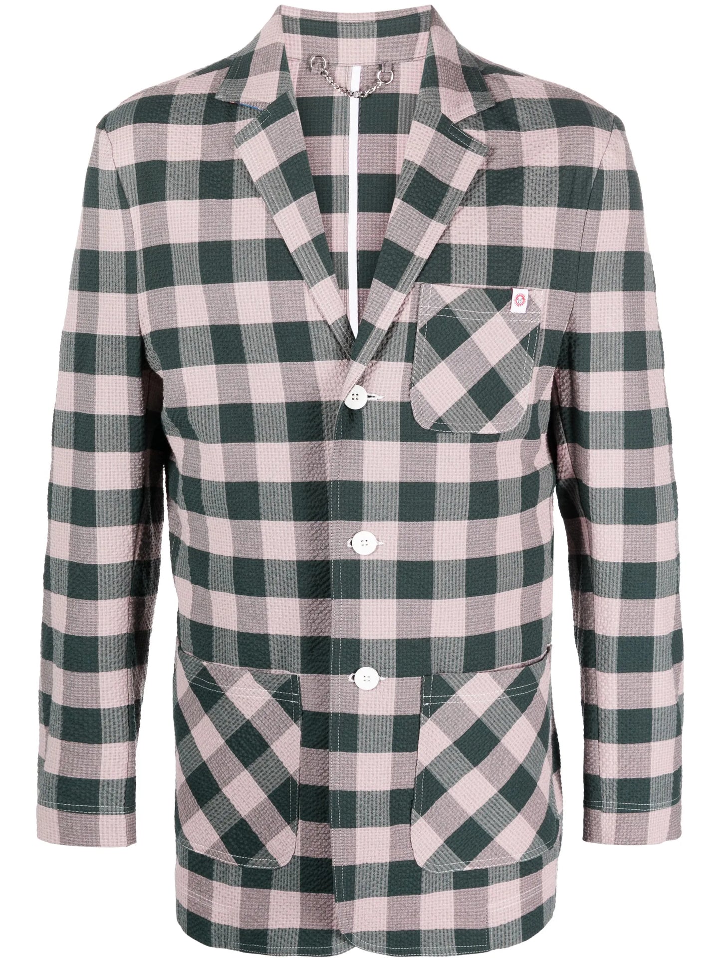 checked single-breasted blazer