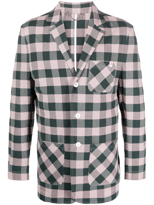 checked single-breasted blazer