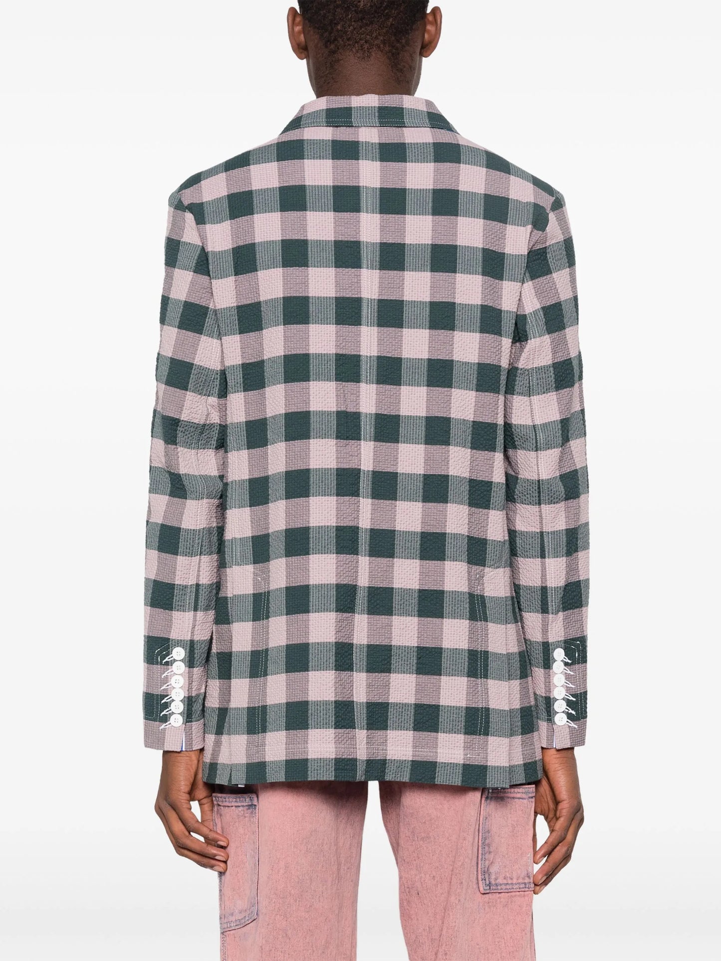 checked single-breasted blazer