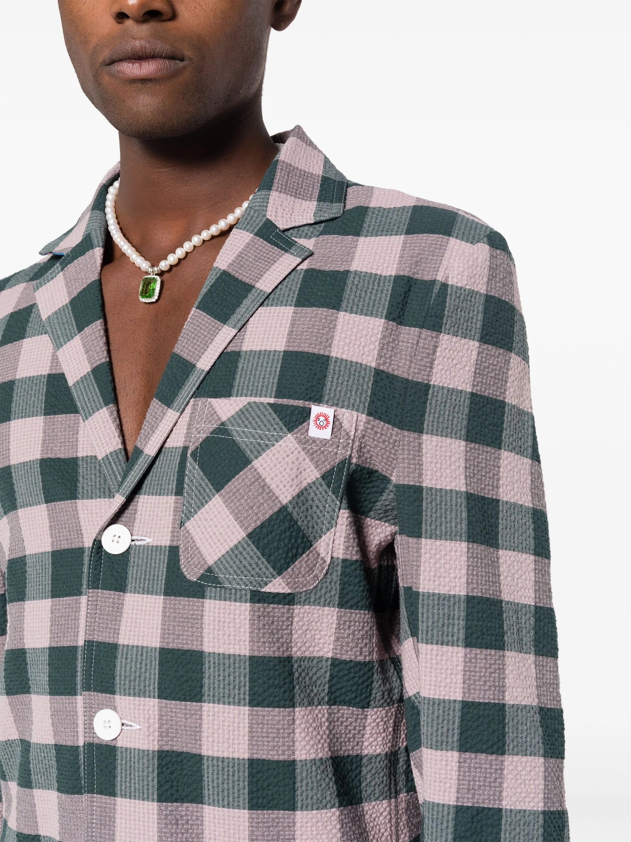 checked single-breasted blazer