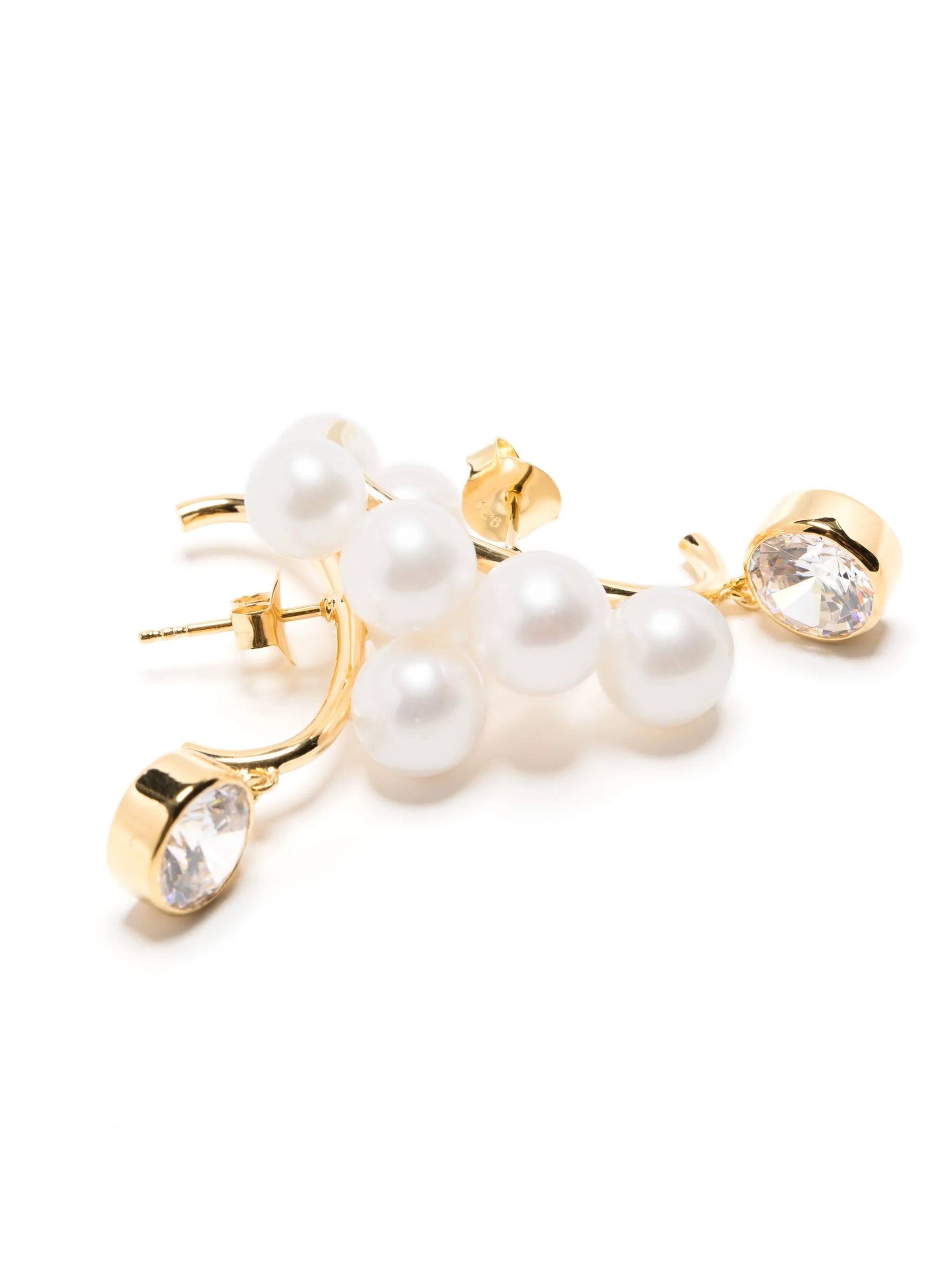gold vermeil Crumbs pearl and crystal climber earrings