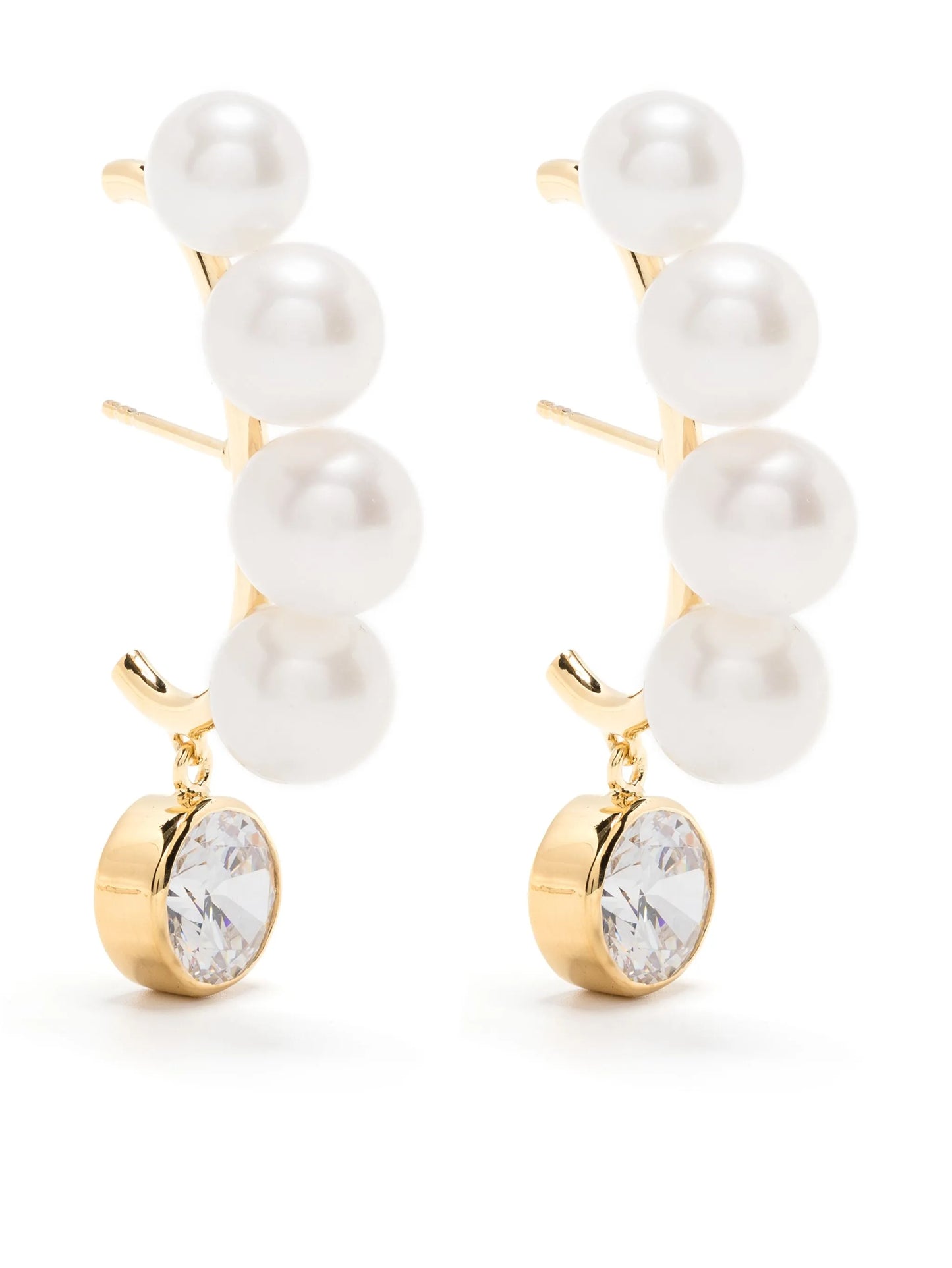 gold vermeil Crumbs pearl and crystal climber earrings
