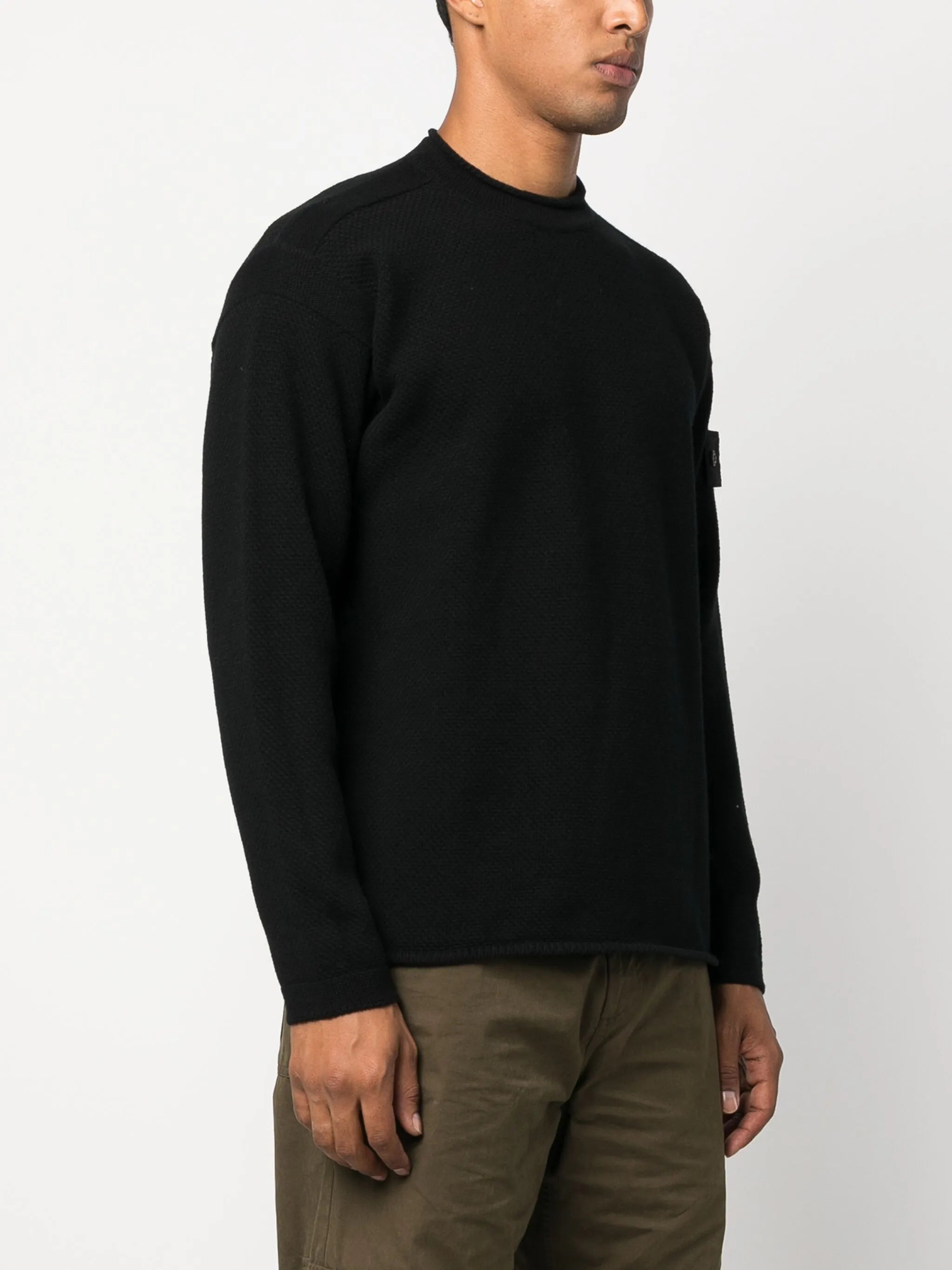Compass-badge virgin wool jumper