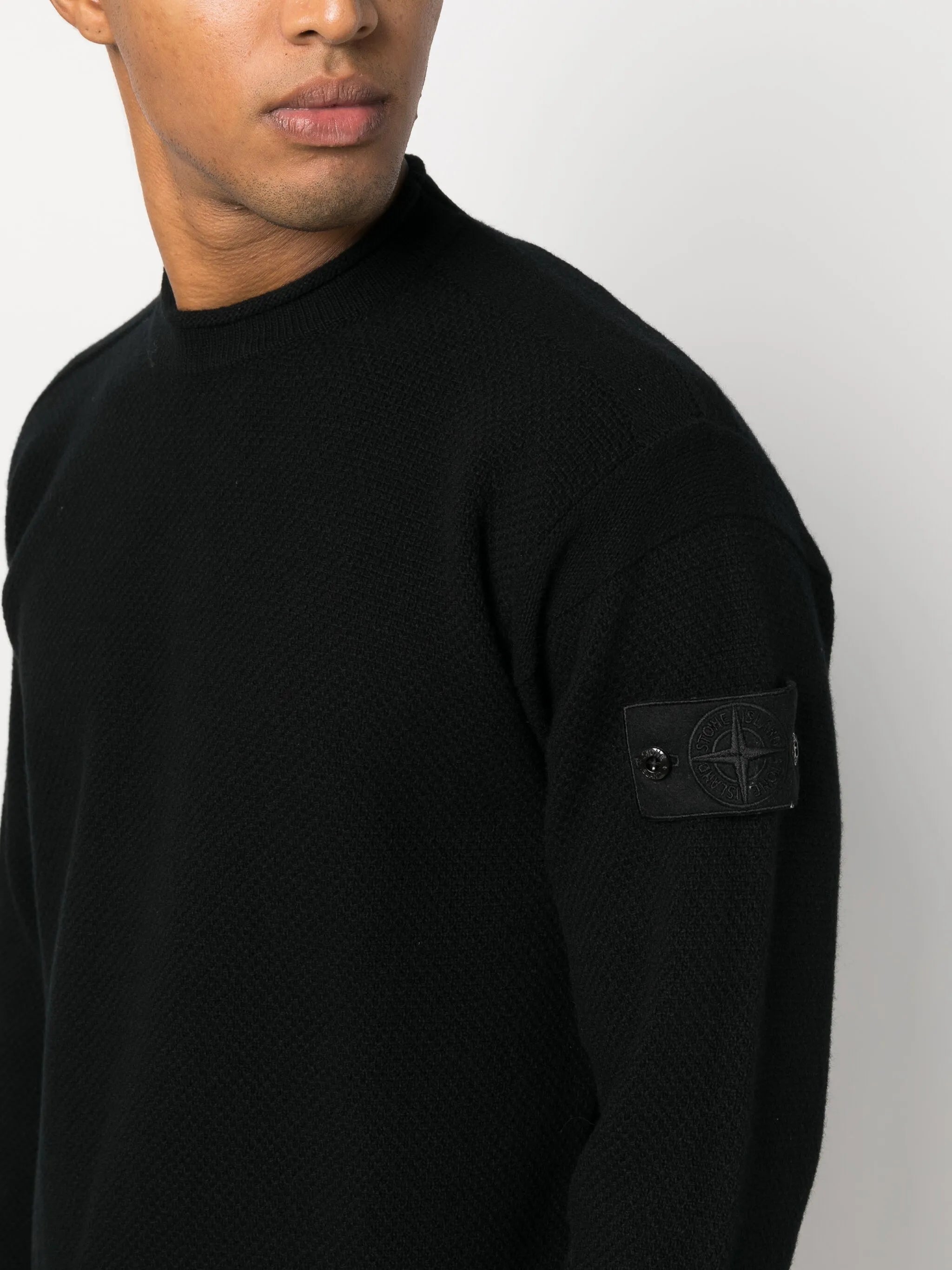 Compass-badge virgin wool jumper
