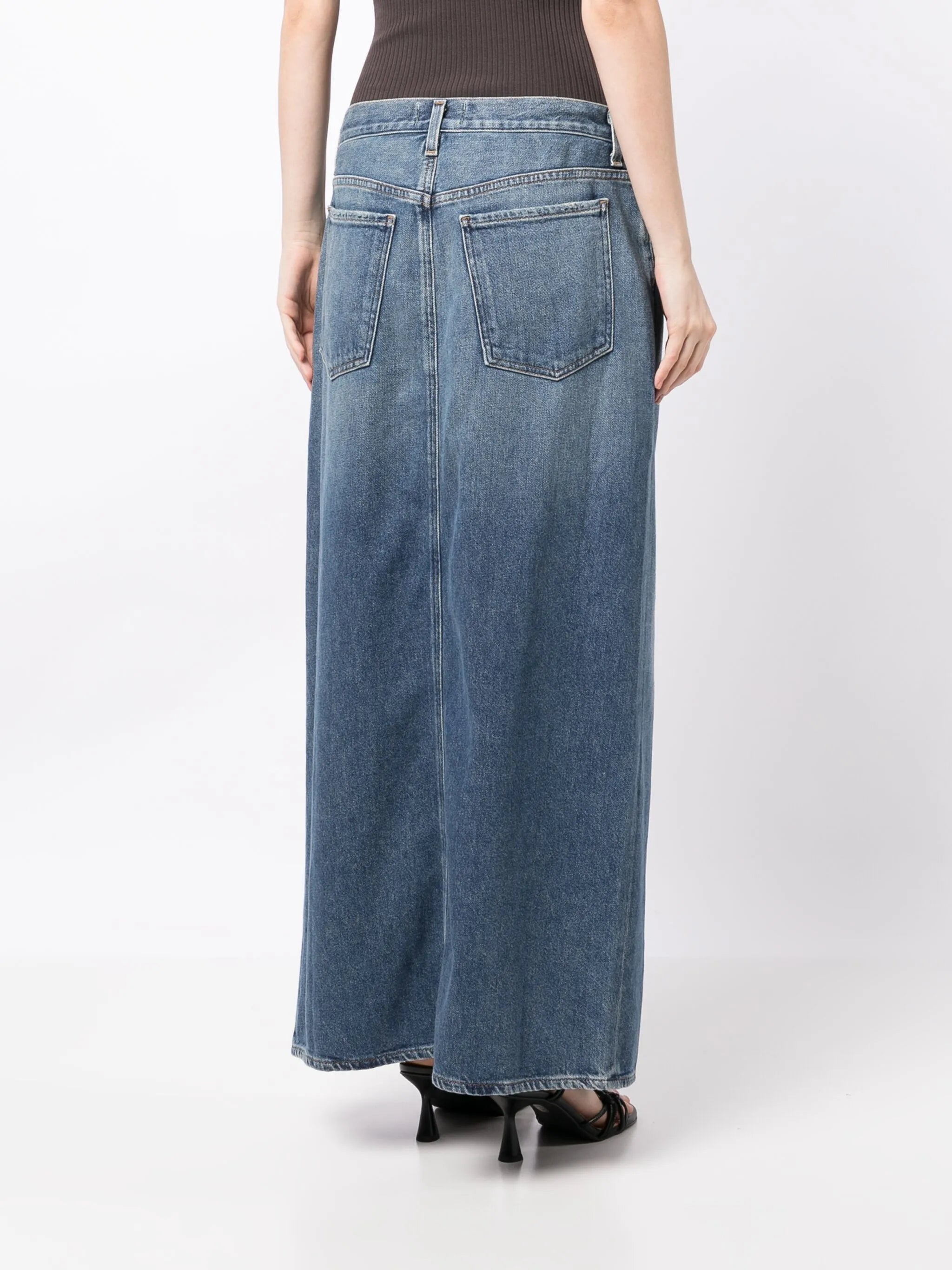 Leif mid-rise denim maxi skirt