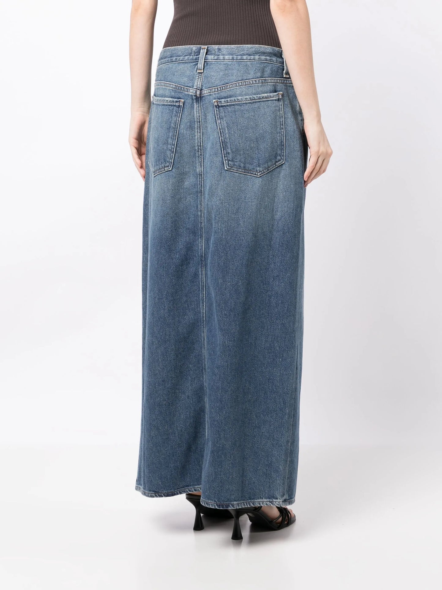 Leif mid-rise denim maxi skirt
