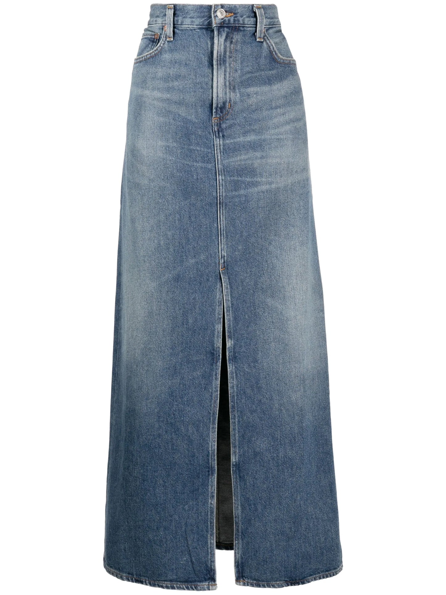 Leif mid-rise denim maxi skirt