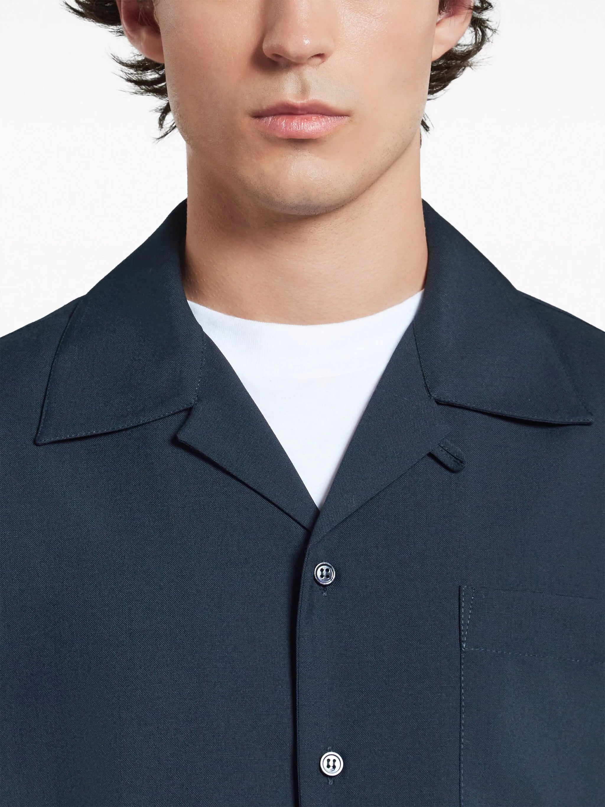 camp-collar virgin wool shirt