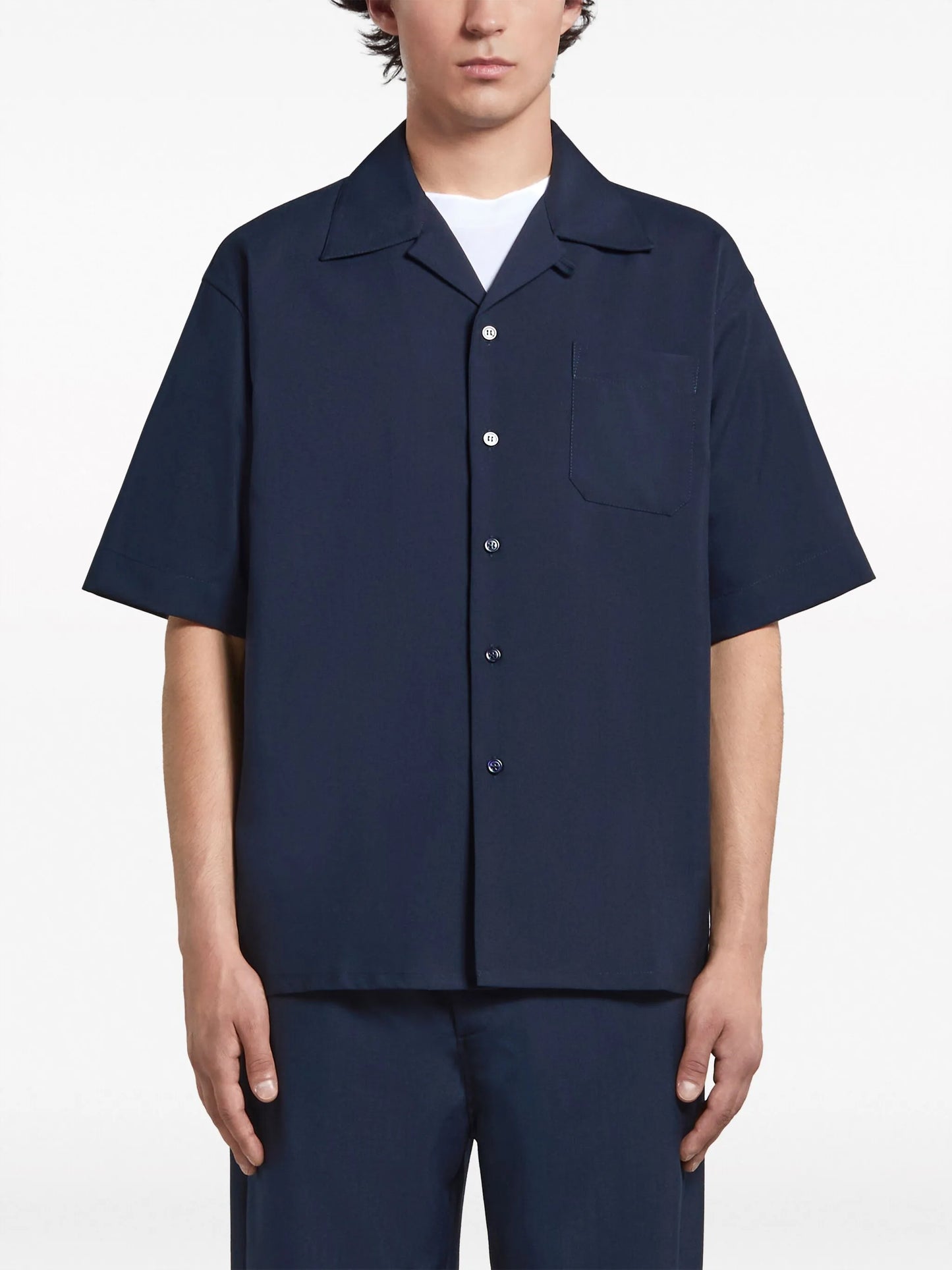 camp-collar virgin wool shirt