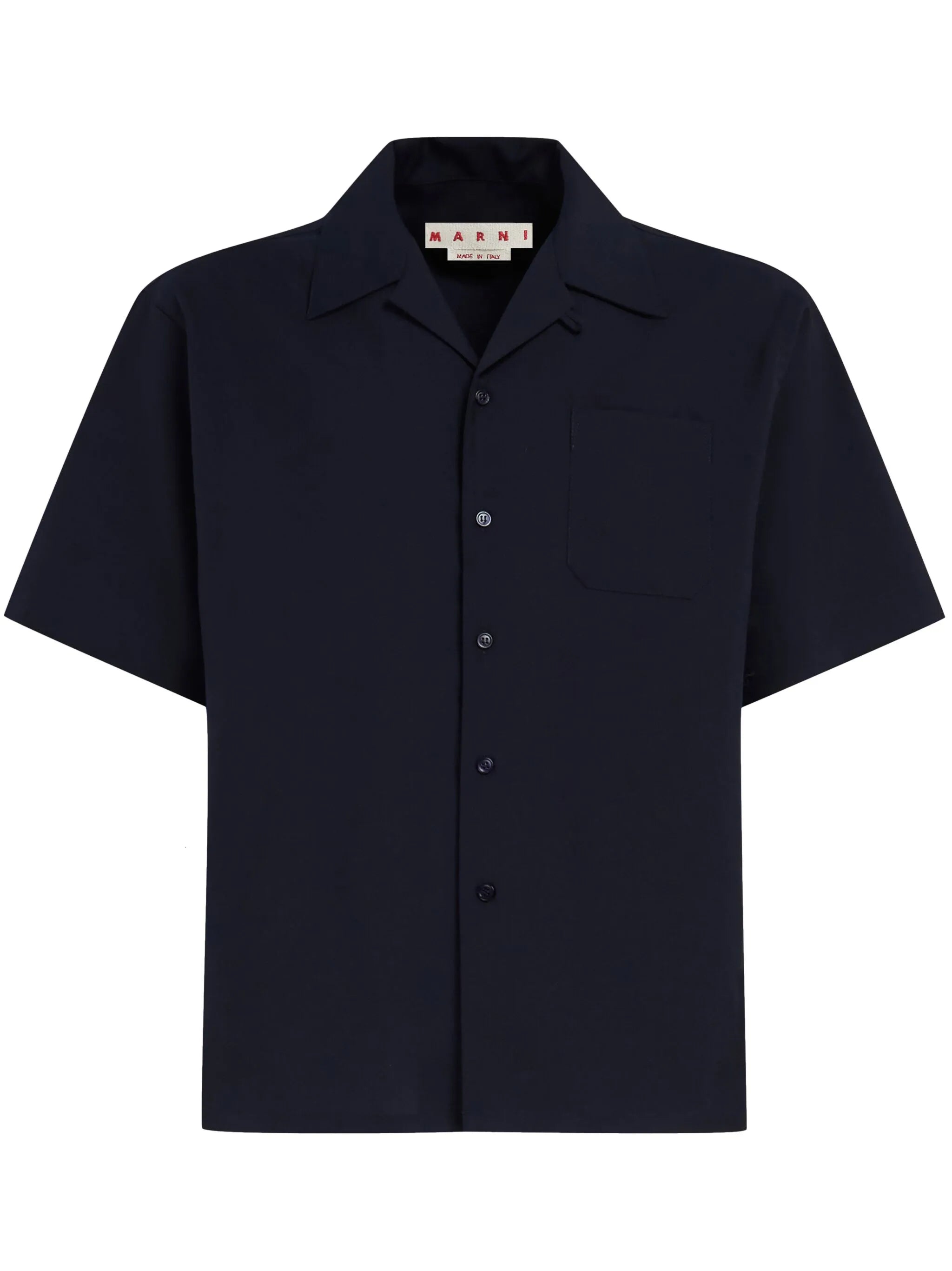 camp-collar virgin wool shirt