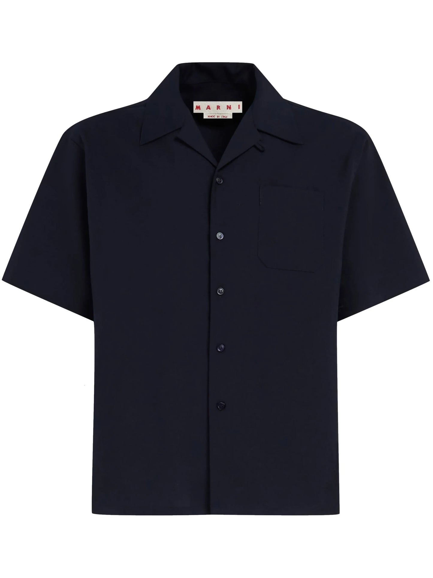 camp-collar virgin wool shirt
