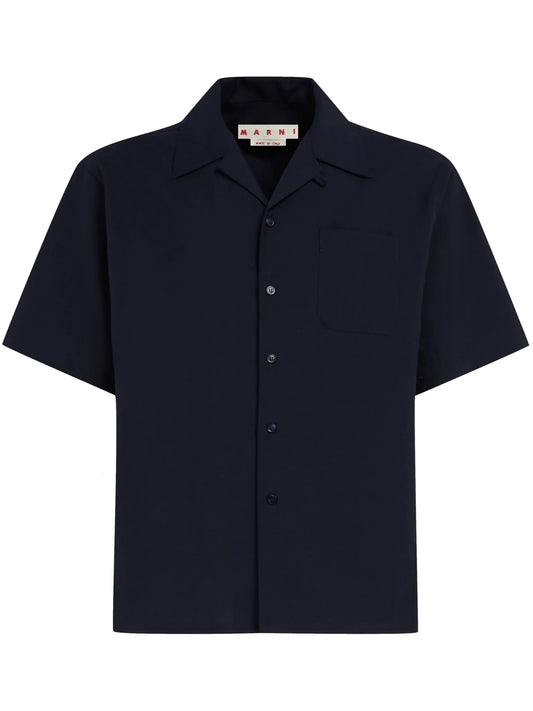 camp-collar virgin wool shirt